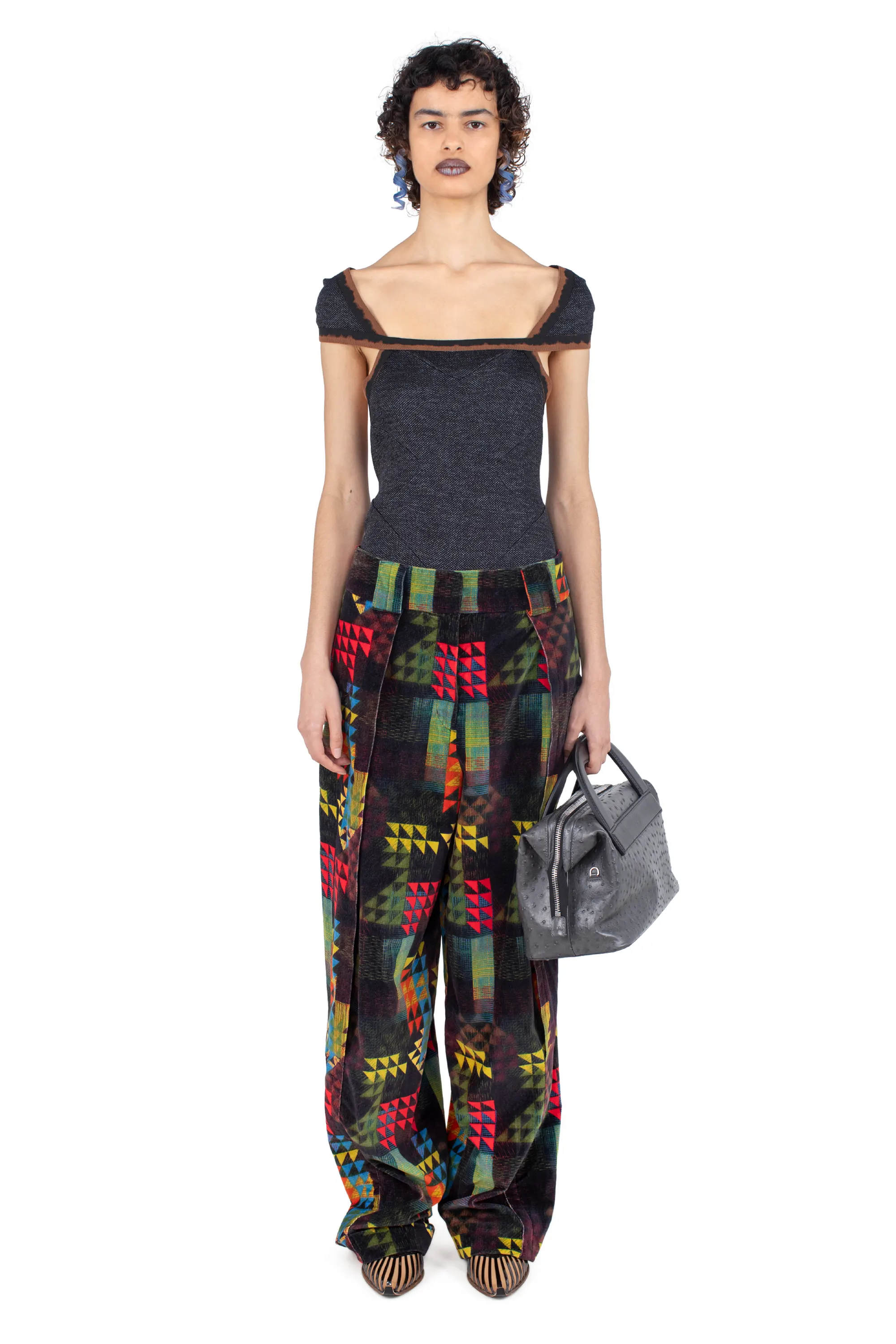 KIKO KOSTADINOV MIMI TROUSER - MULTI ABSTRACT CHECK