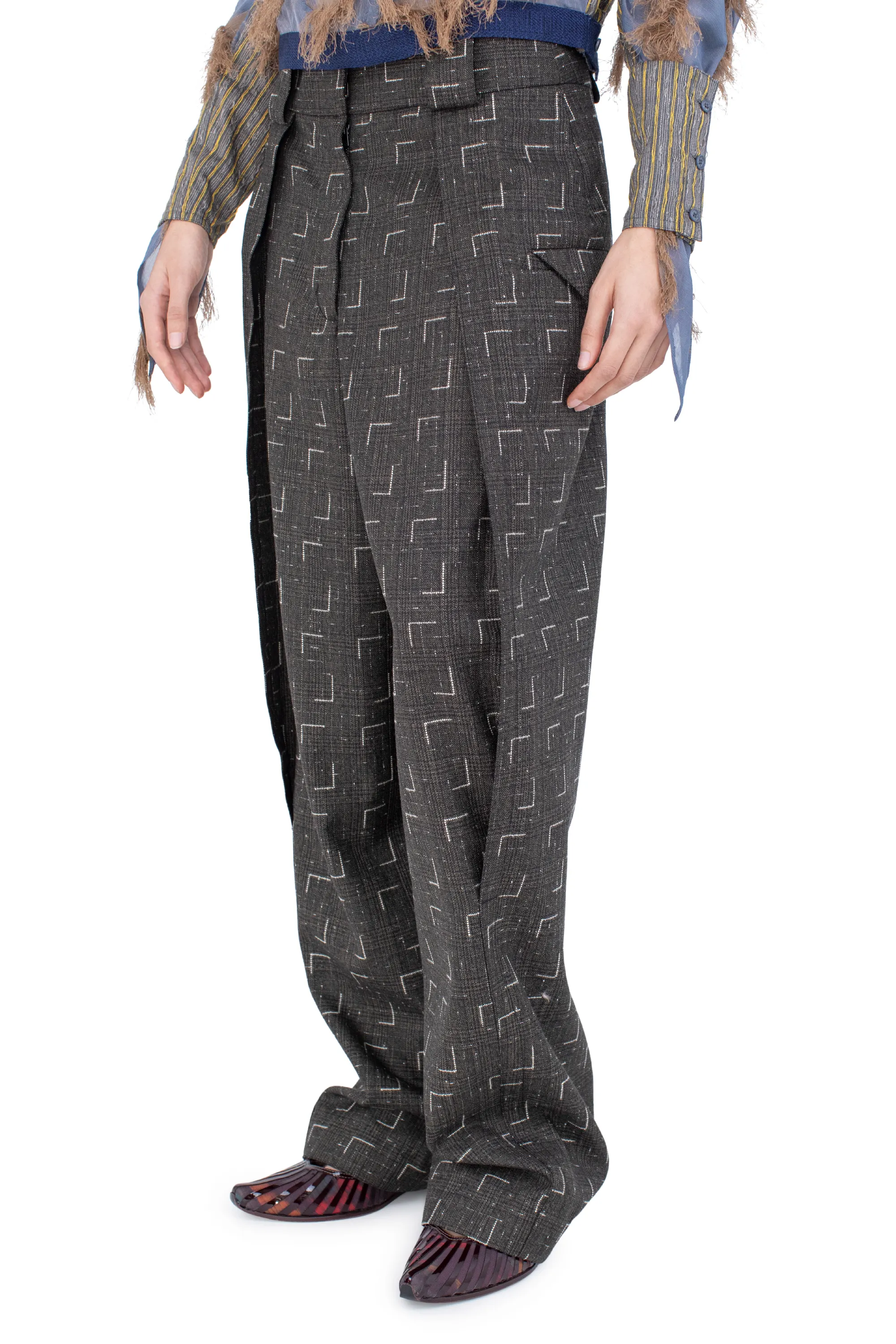 KIKO KOSTADINOV MIMI TROUSER - OFF BLACK & CHALK
