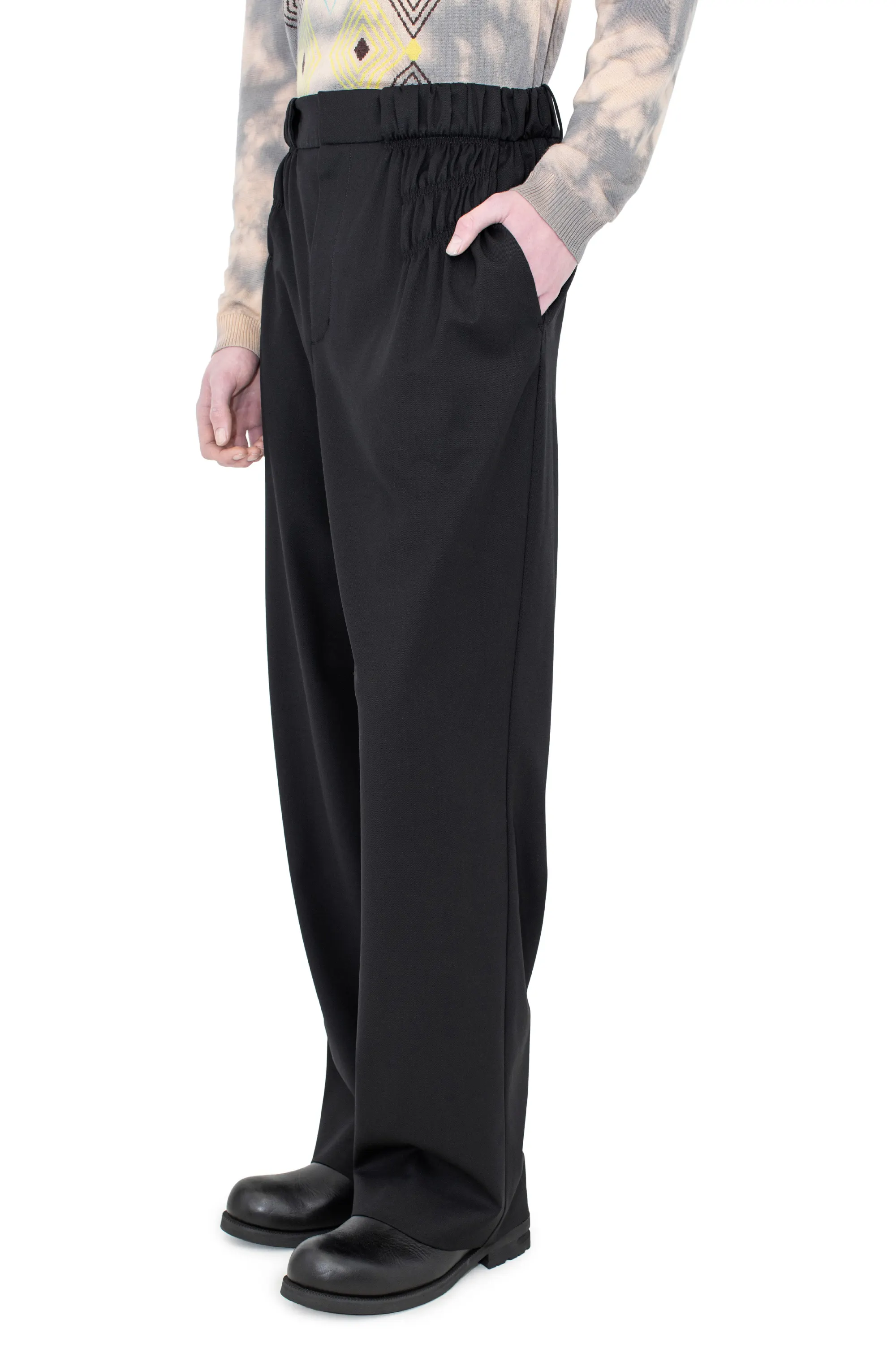KIKO KOSTADINOV MINNA GATHERED TROUSER - CROW BLACK