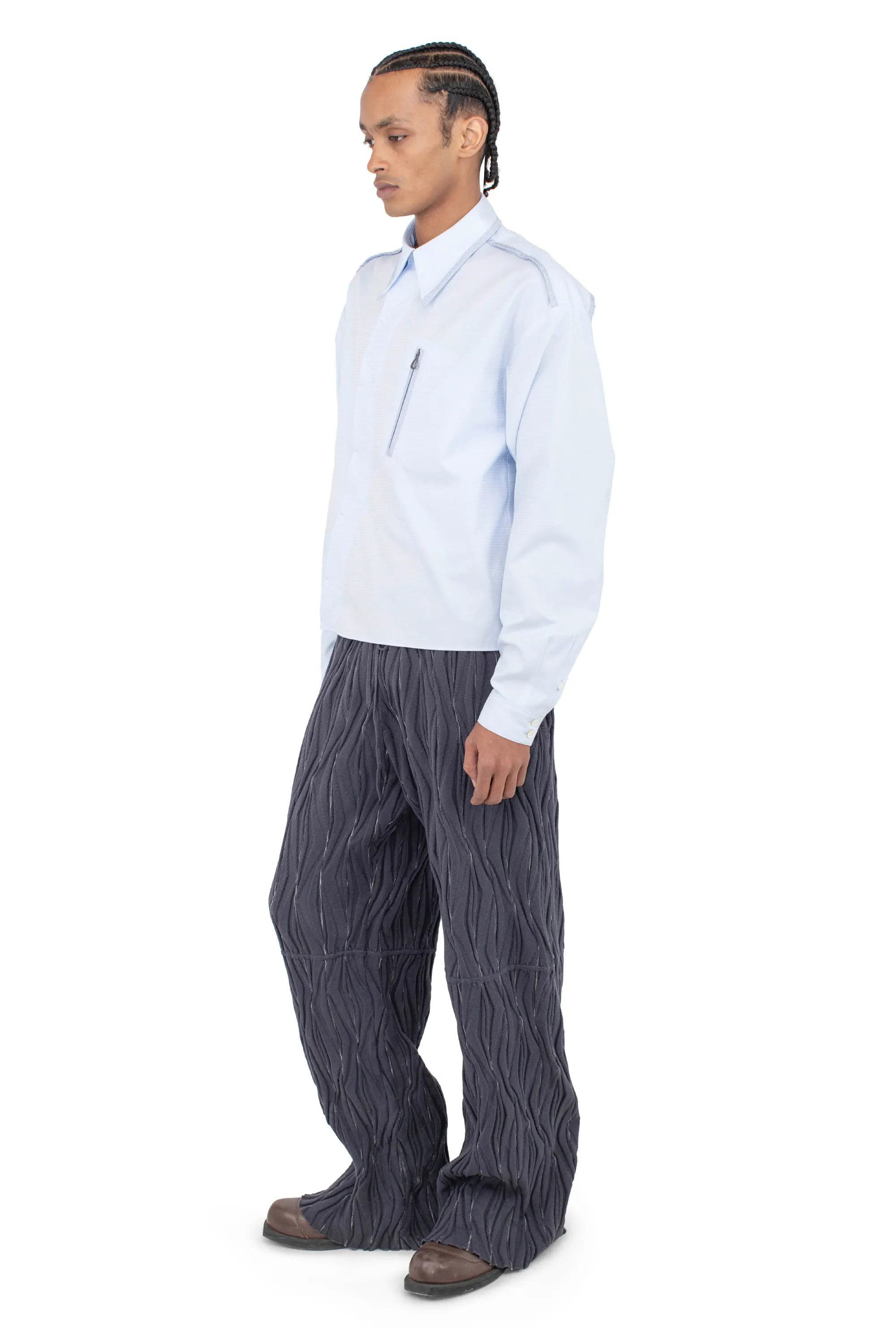 KIKO KOSTADINOV MURAD SHIRT - SKY BLUE HARLEQUIN/BLUE TWILL