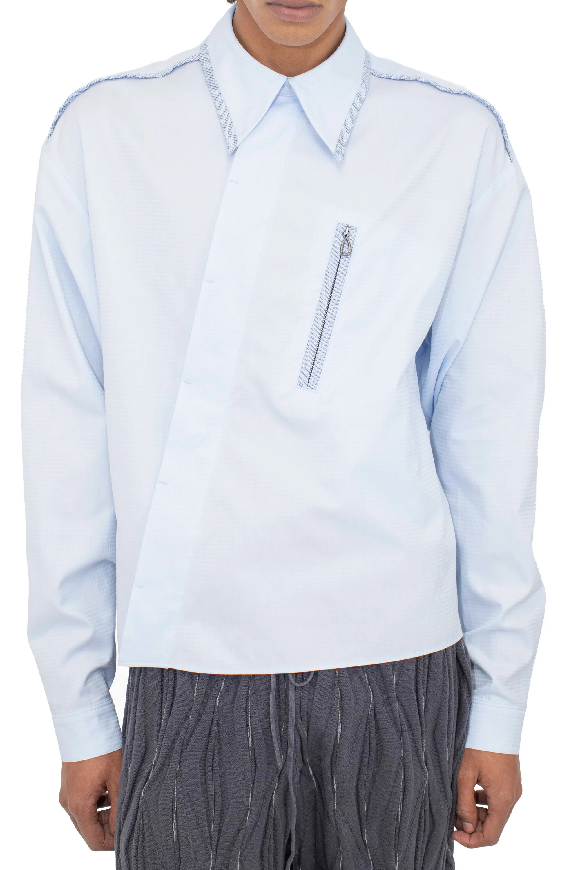 MURAD SHIRT - SKY BLUE HARLEQUIN/BLUE TWILL – KIKO KOSTADINOV