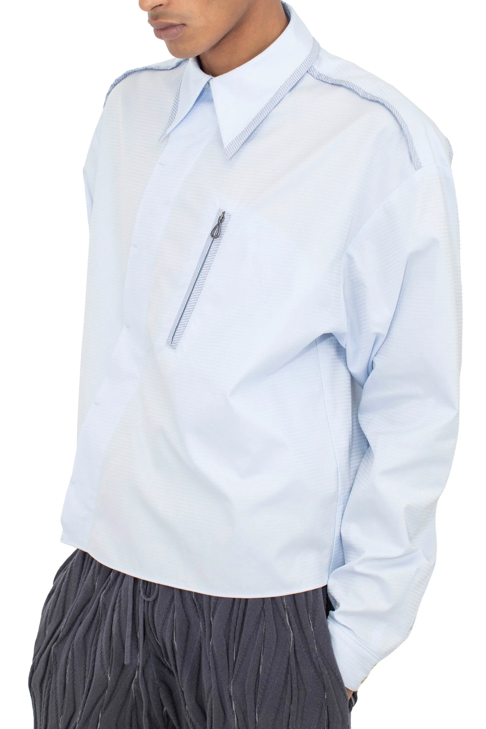 KIKO KOSTADINOV MURAD SHIRT - SKY BLUE HARLEQUIN/BLUE TWILL