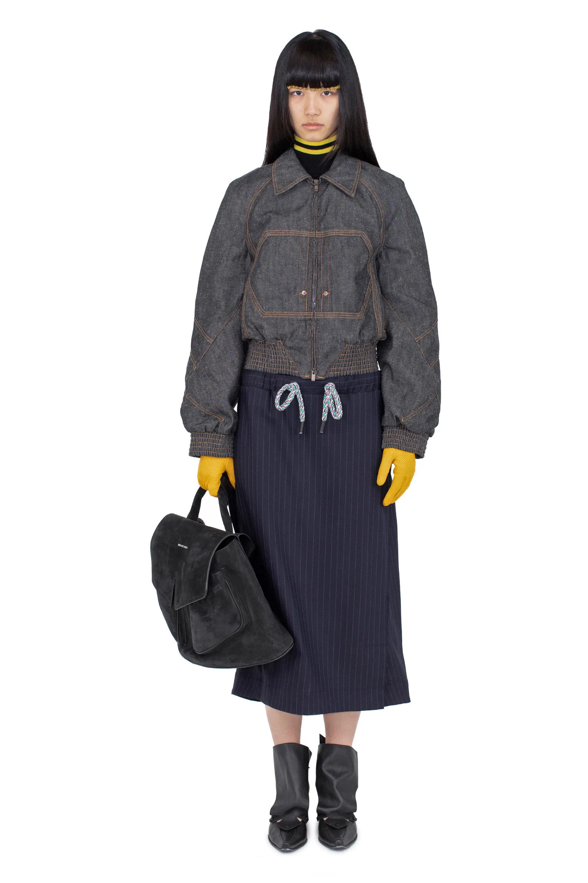 KIKO KOSTADINOV PLATH SKIRT - NAVY & CHALK WHITE