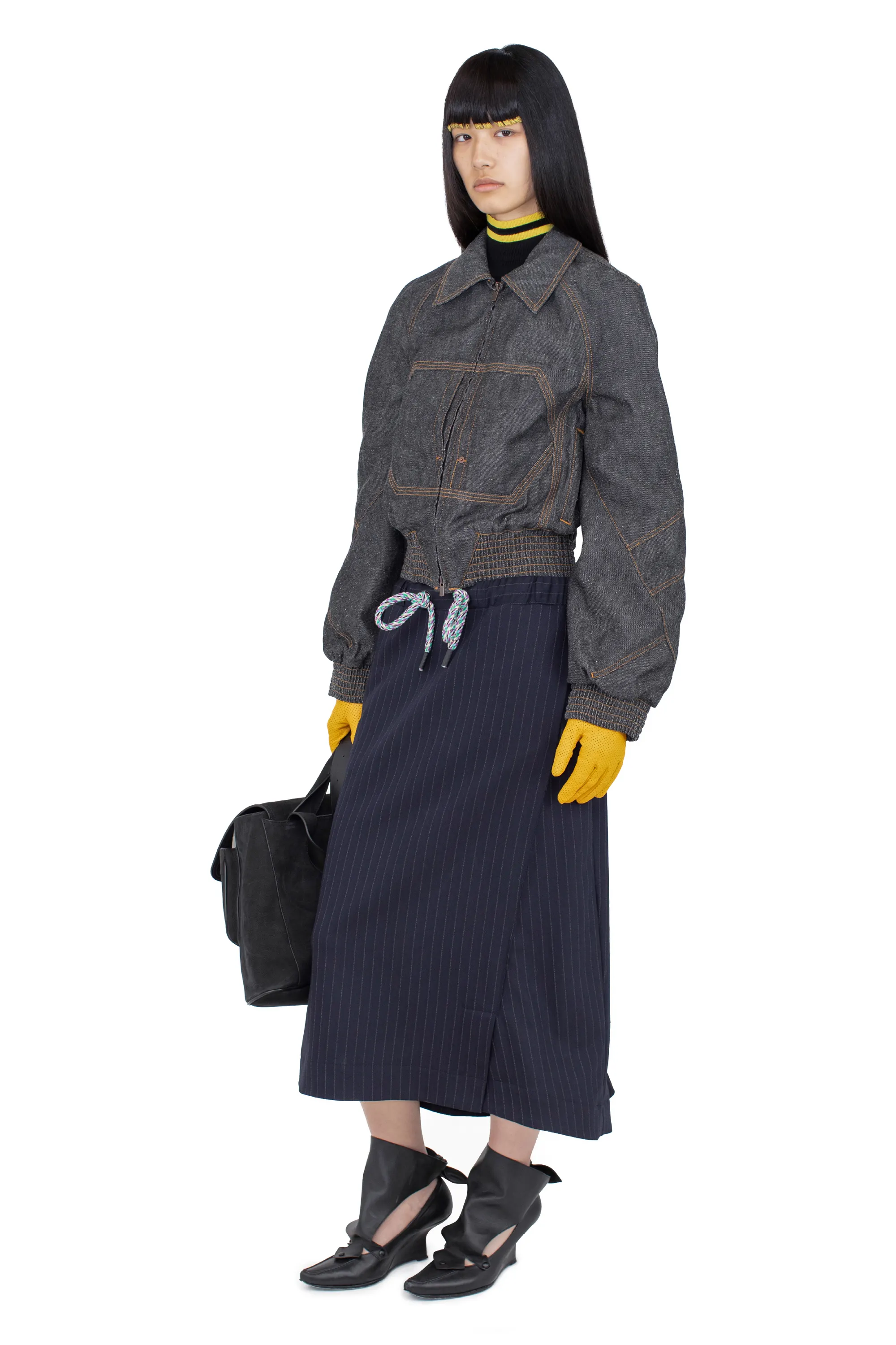 KIKO KOSTADINOV PLATH SKIRT - NAVY & CHALK WHITE