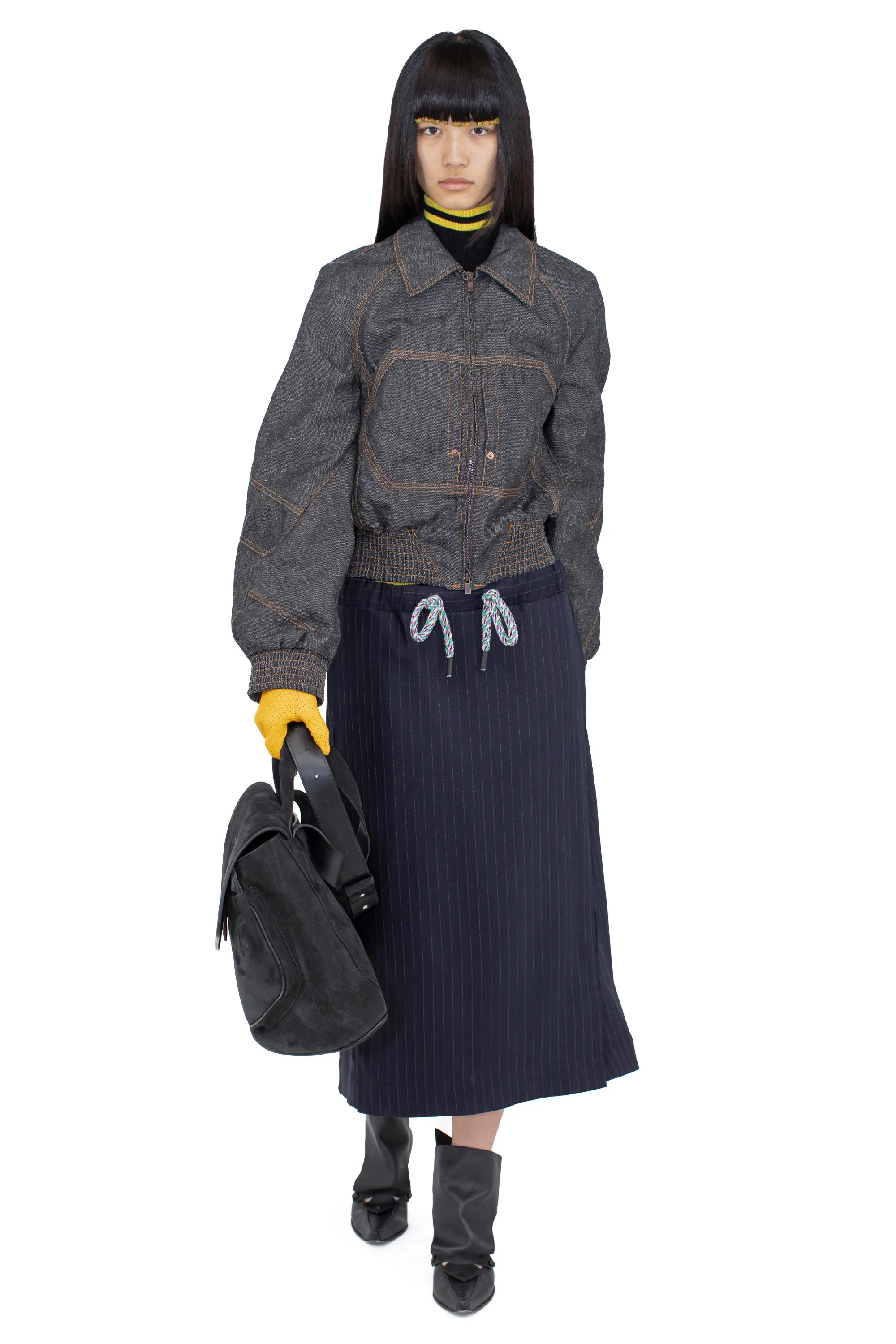 KIKO KOSTADINOV PLATH SKIRT - NAVY & CHALK WHITE