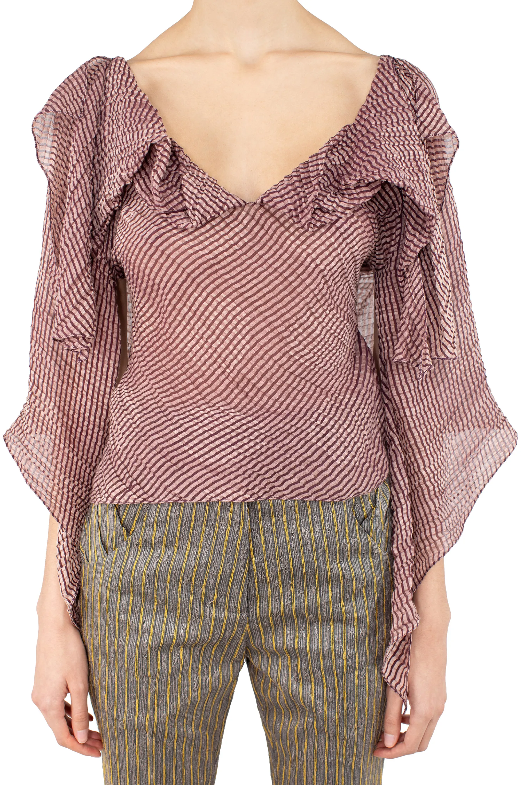 KIKO KOSTADINOV PLEXUS BLOUSE - BURGUNDY & PEARL