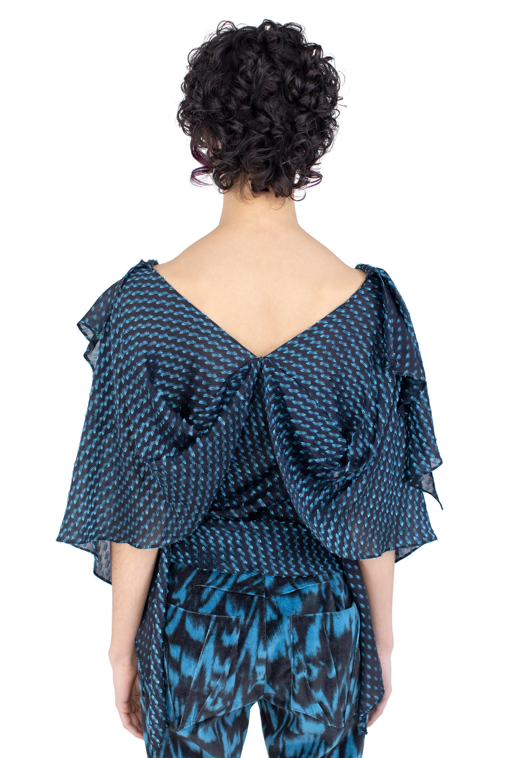 KIKO KOSTADINOV PLEXUS BLOUSE - OBSIDIAN BLACK & MOSAIC BLUE