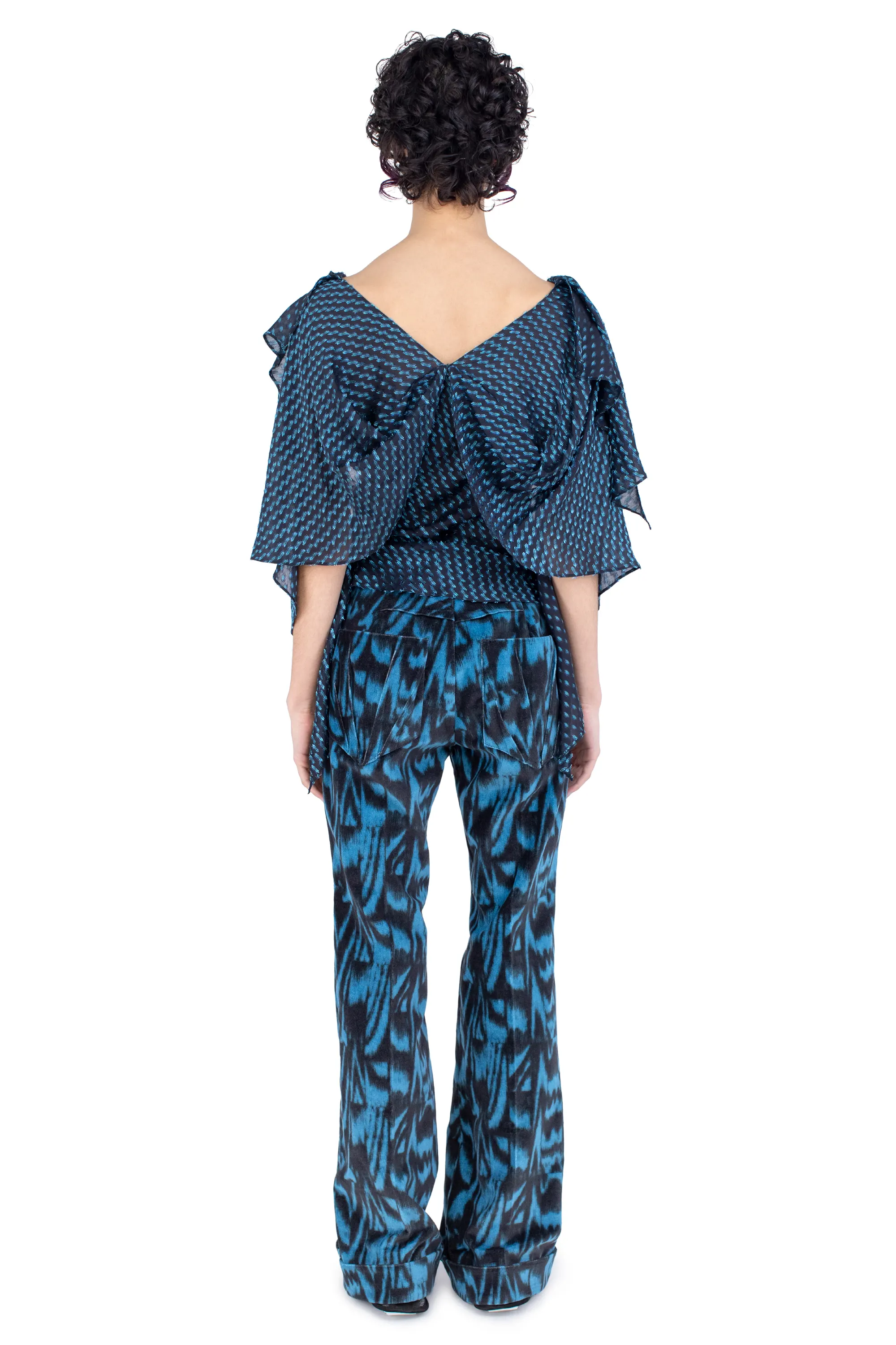 KIKO KOSTADINOV PLEXUS BLOUSE - OBSIDIAN BLACK & MOSAIC BLUE