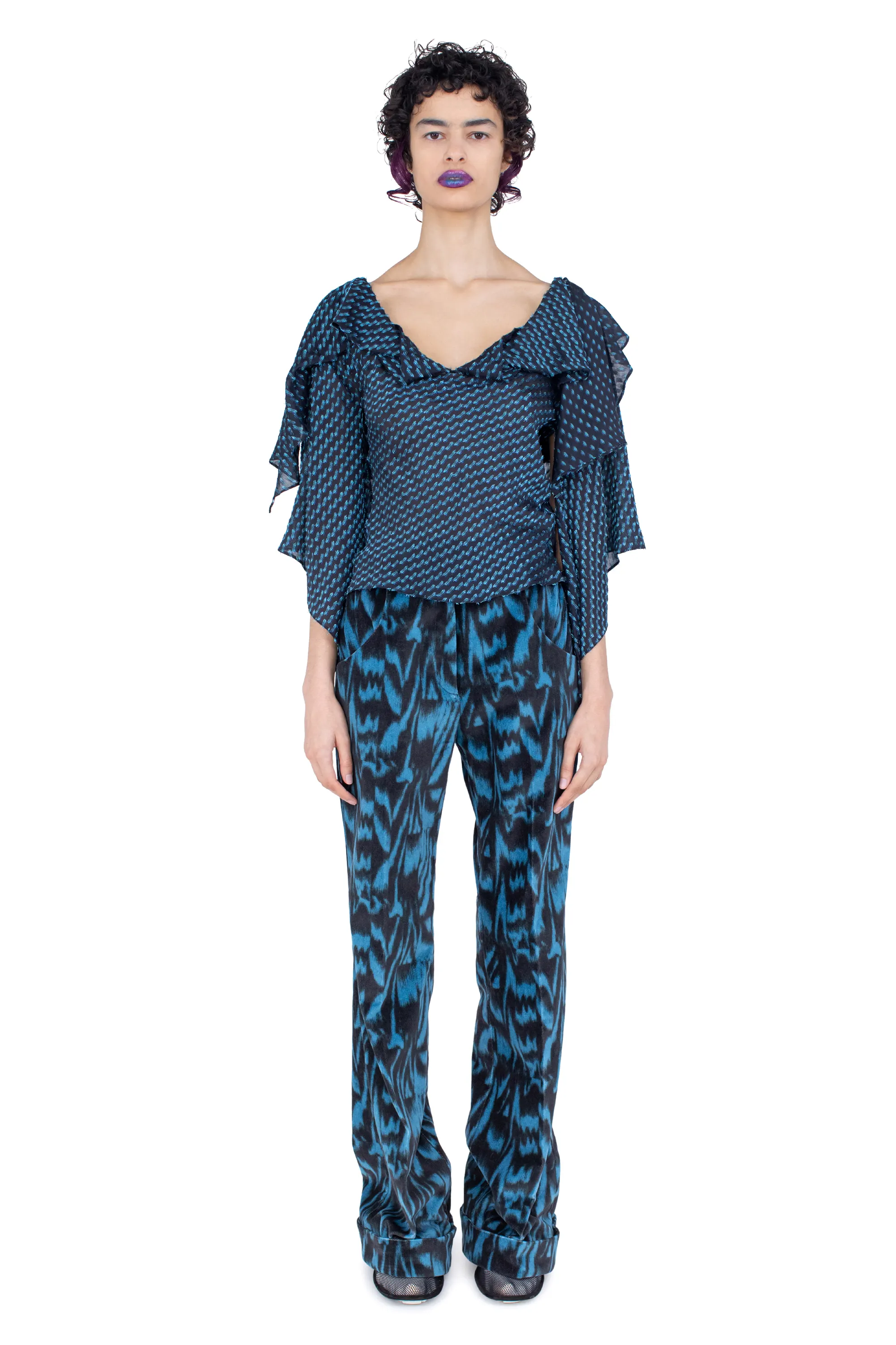 KIKO KOSTADINOV PLEXUS BLOUSE - OBSIDIAN BLACK & MOSAIC BLUE