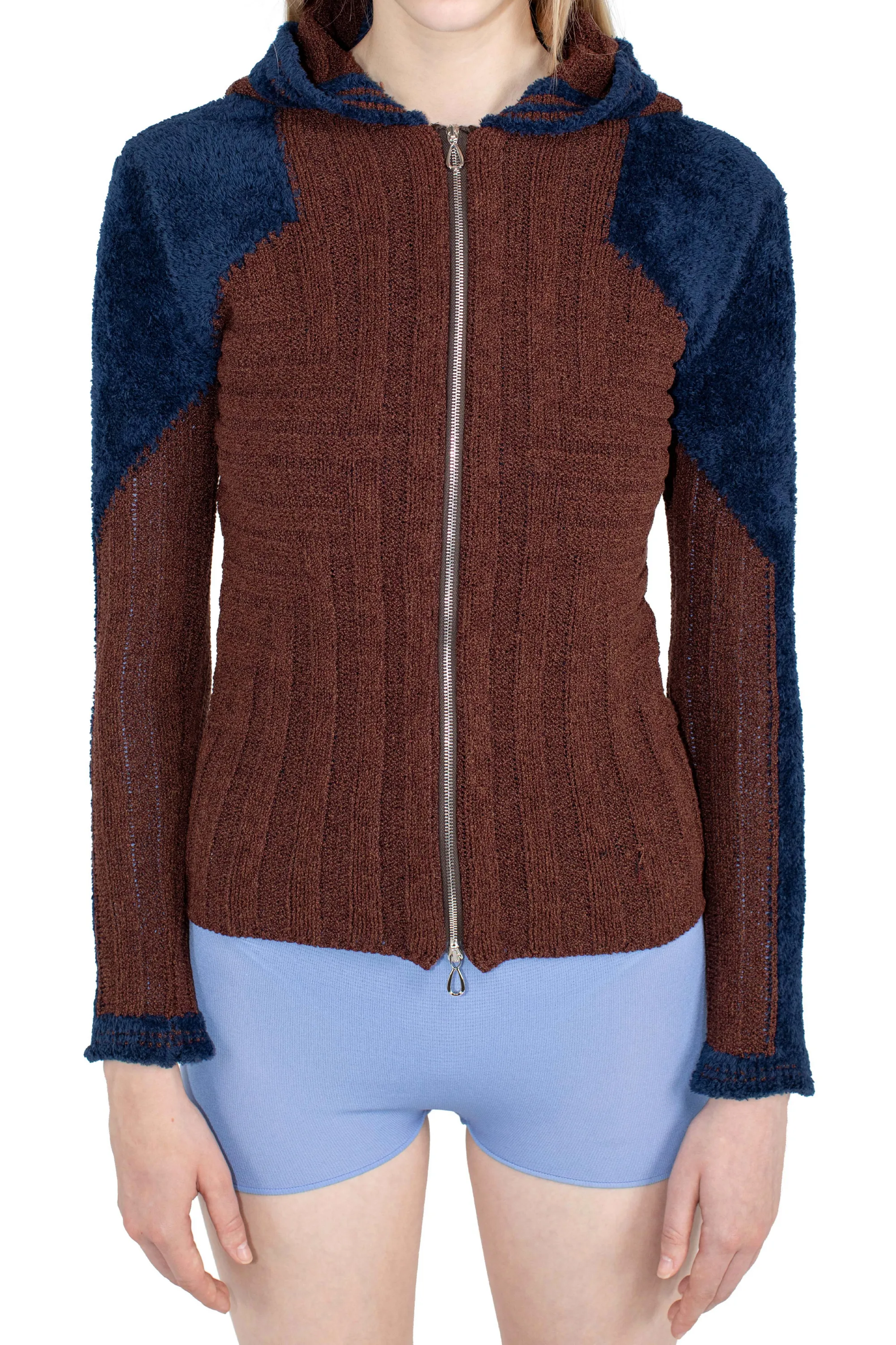 KIKO KOSTADINOV QUIMBY FITTED HOODED KNIT - MAHOGANY BROWN