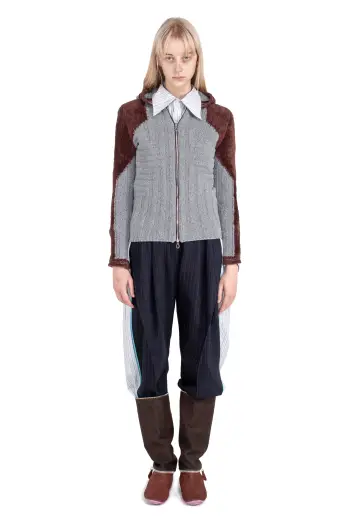 KIKO KOSTADINOV QUIMBY FITTED HOODED KNIT - SPECKLED FOSSIL GREY