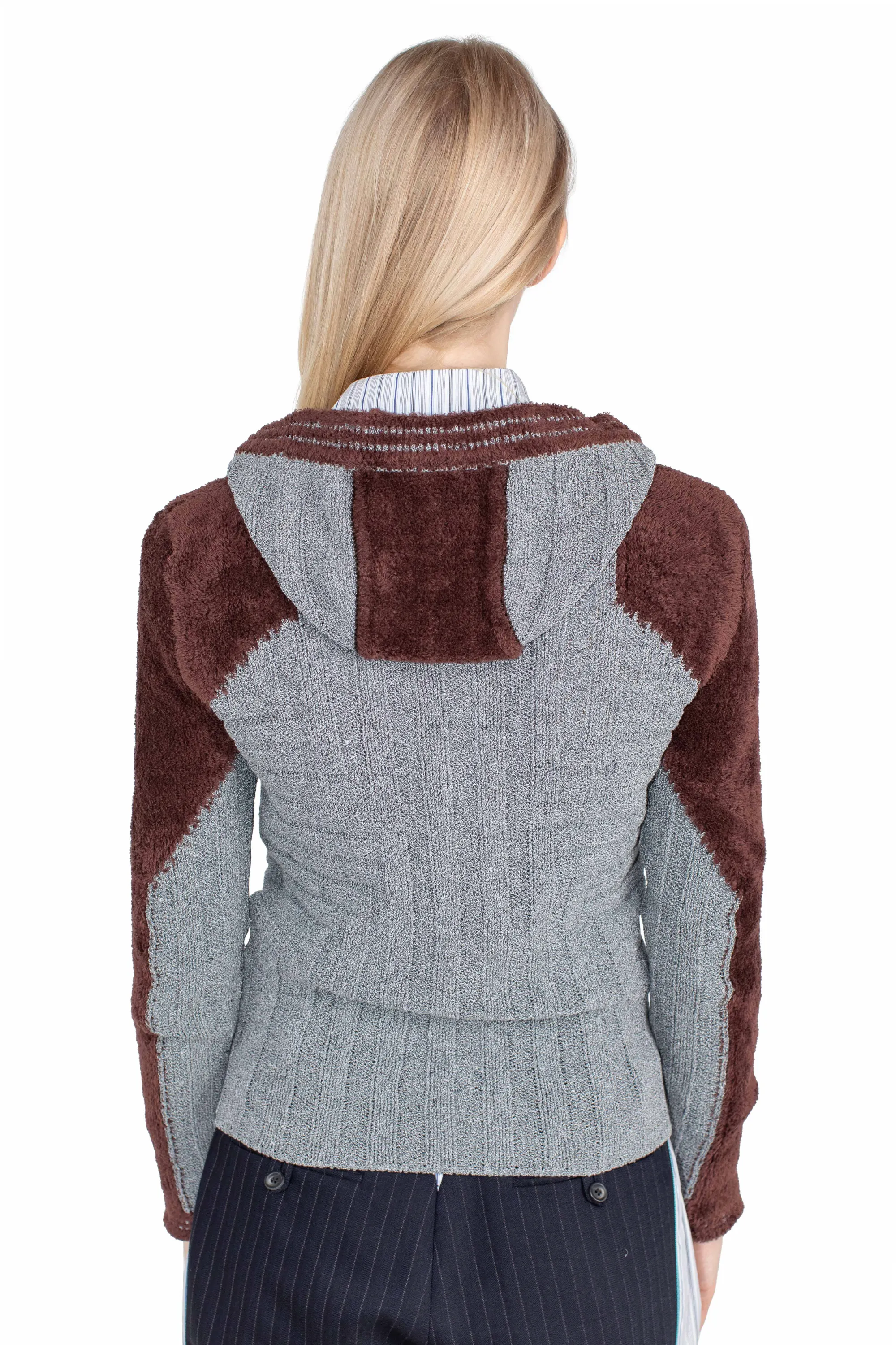 KIKO KOSTADINOV QUIMBY FITTED HOODED KNIT - SPECKLED FOSSIL GREY