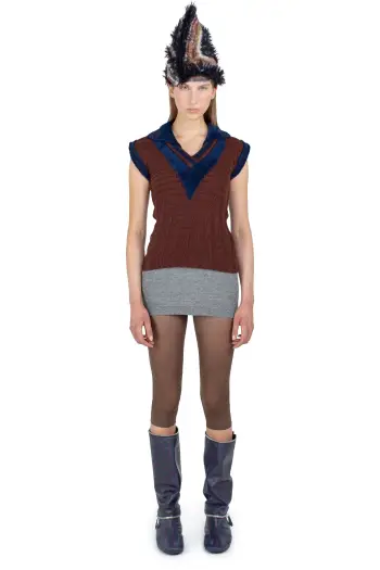 KIKO KOSTADINOV QUIMBY SLEEVELESS POLO - MAHOGANY BROWN