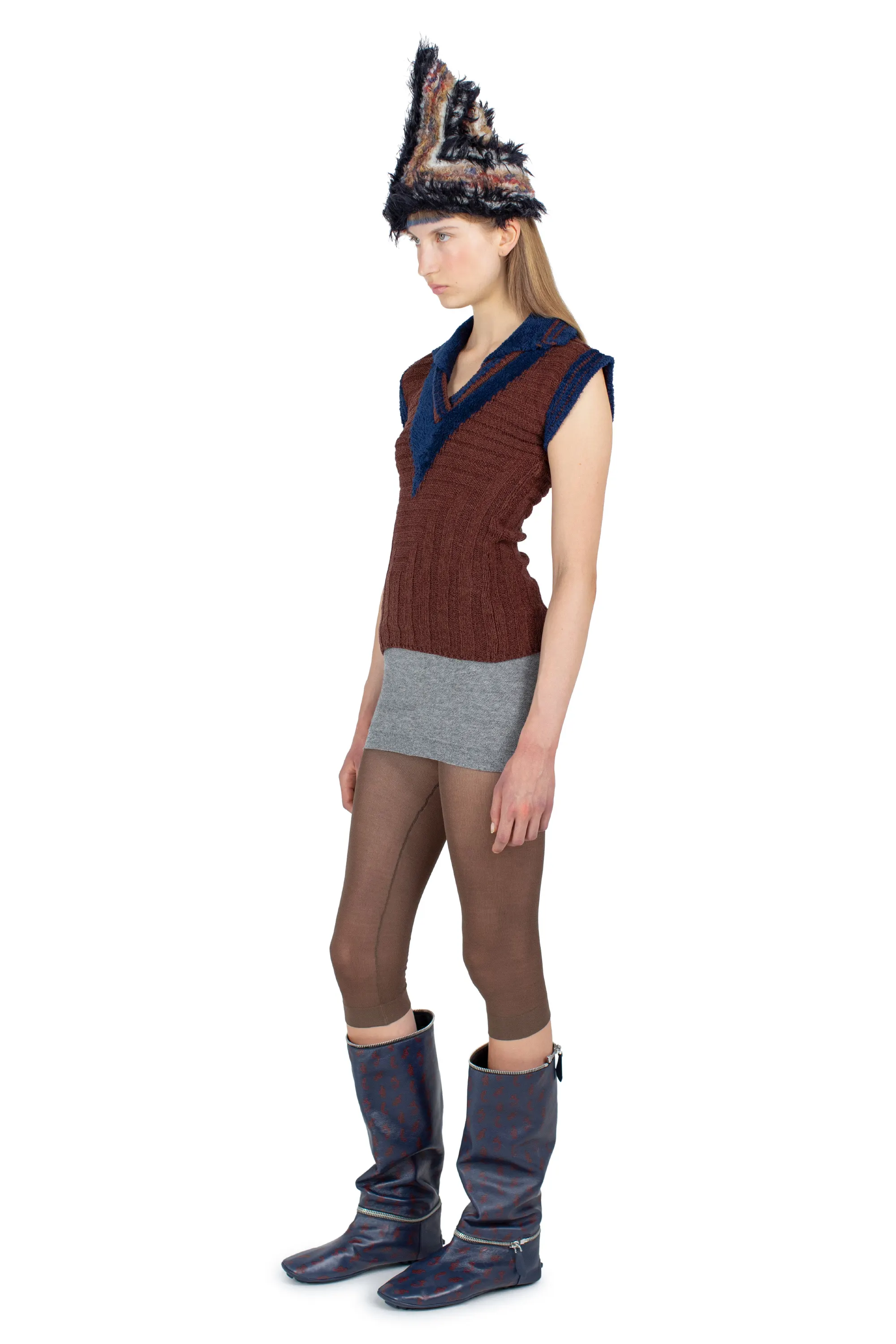 KIKO KOSTADINOV QUIMBY SLEEVELESS POLO - MAHOGANY BROWN