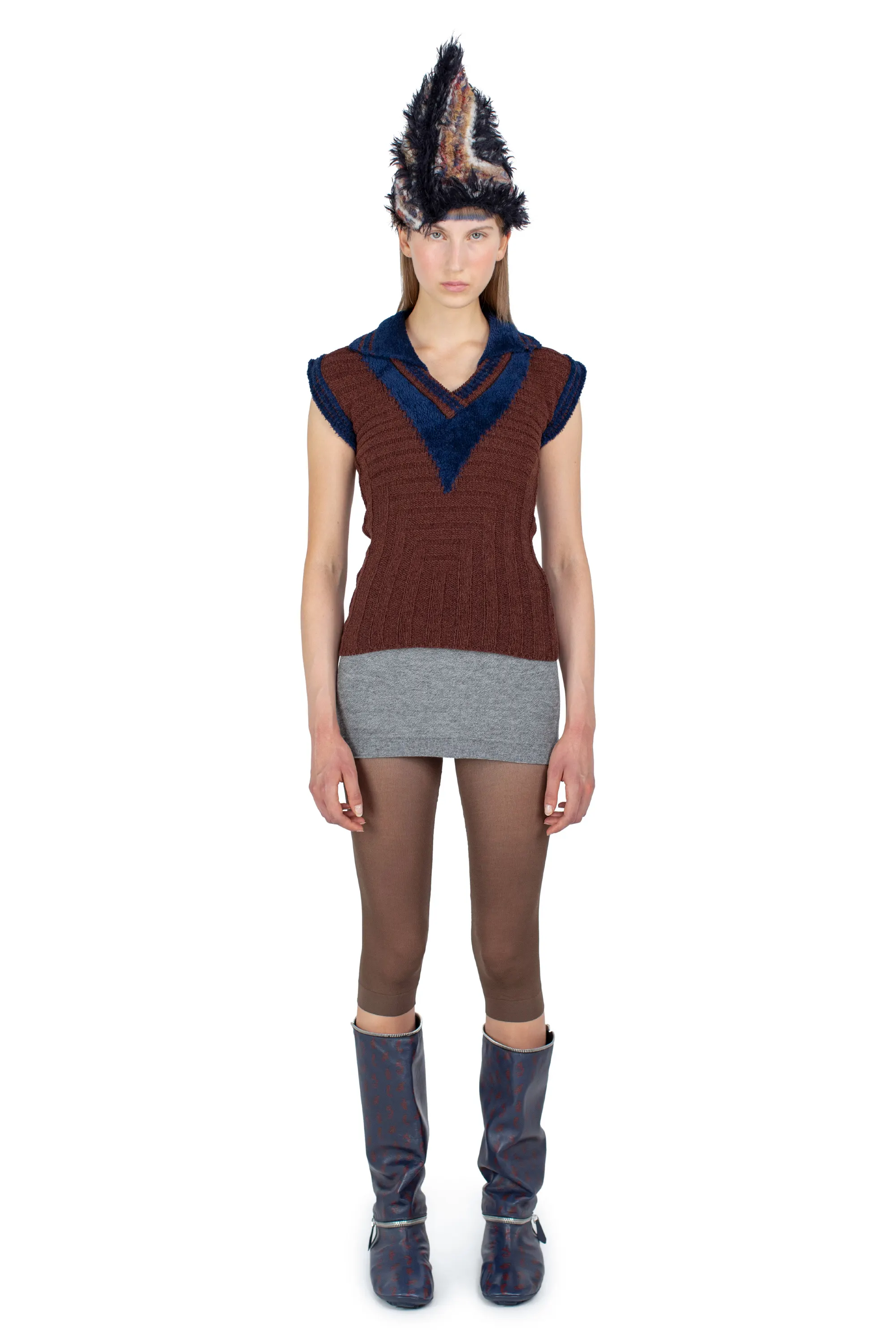 KIKO KOSTADINOV QUIMBY SLEEVELESS POLO - MAHOGANY BROWN