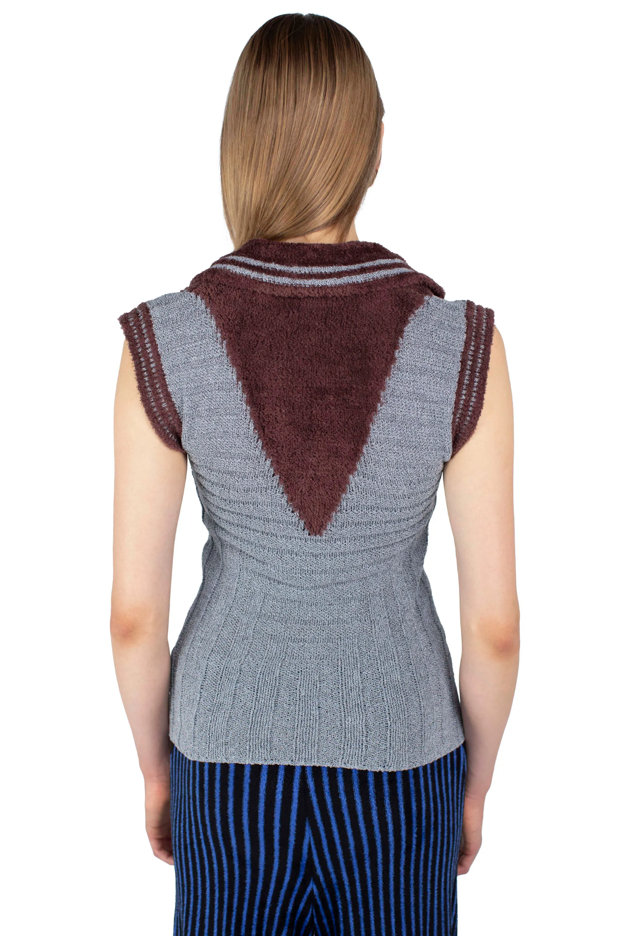 KIKO KOSTADINOV QUIMBY SLEEVELESS POLO - SPECKLED FOSSIL GREY