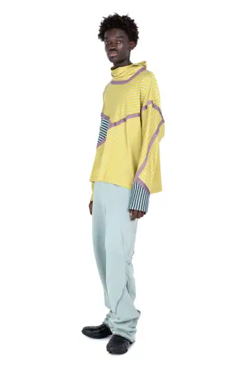 KIKO KOSTADINOV RADAY SHORT JERSEY TOP - LEMON & LIGHT GREY
