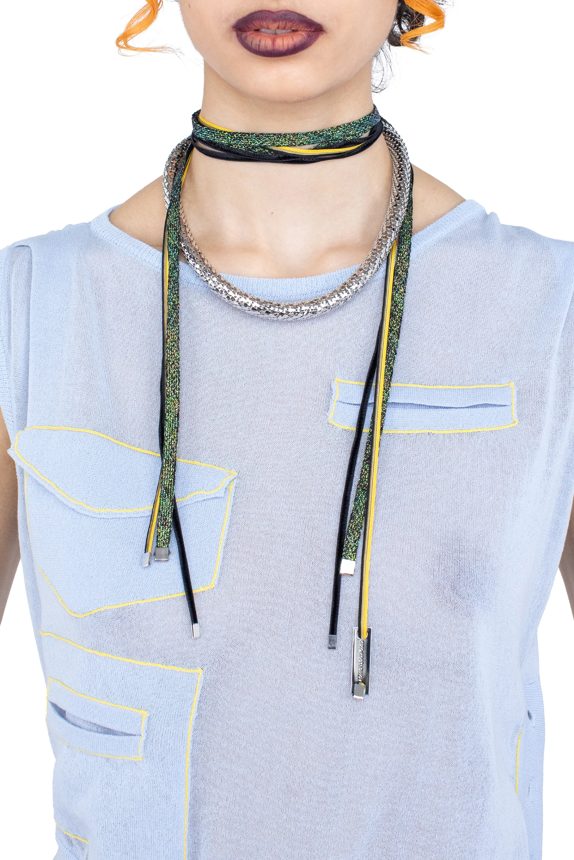 KIKO KOSTADINOV RIBBON NECKLACE - SILVER MULTI