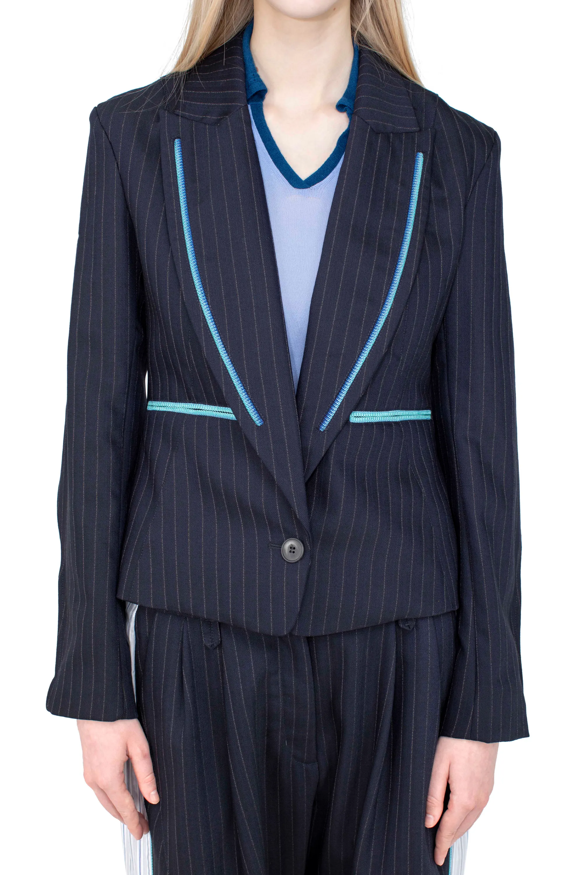 KIKO KOSTADINOV SENECA TAILORED JACKET - NAVY & CHALK WHITE
