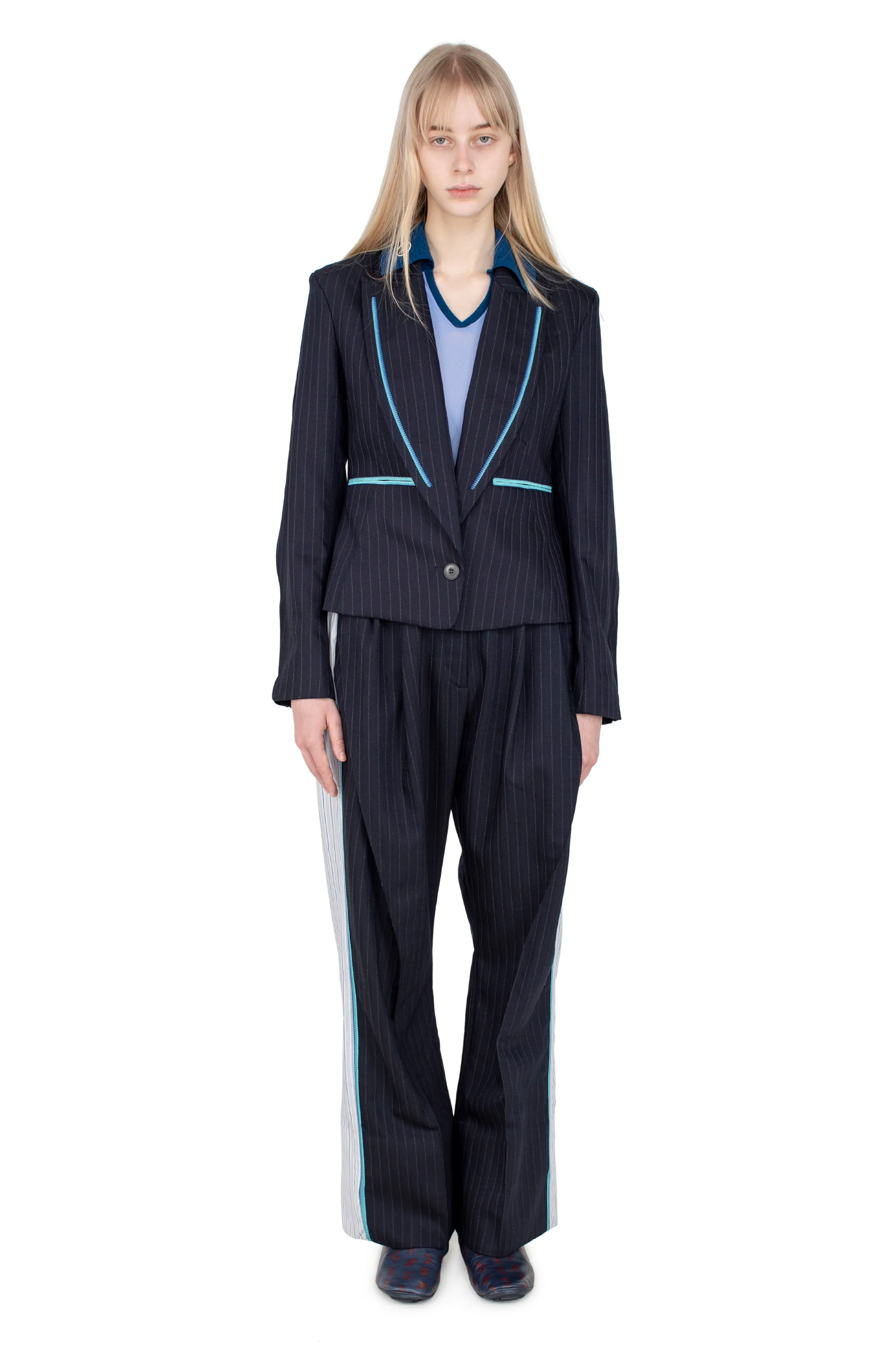 KIKO KOSTADINOV SENECA TAILORED JACKET - NAVY & CHALK WHITE