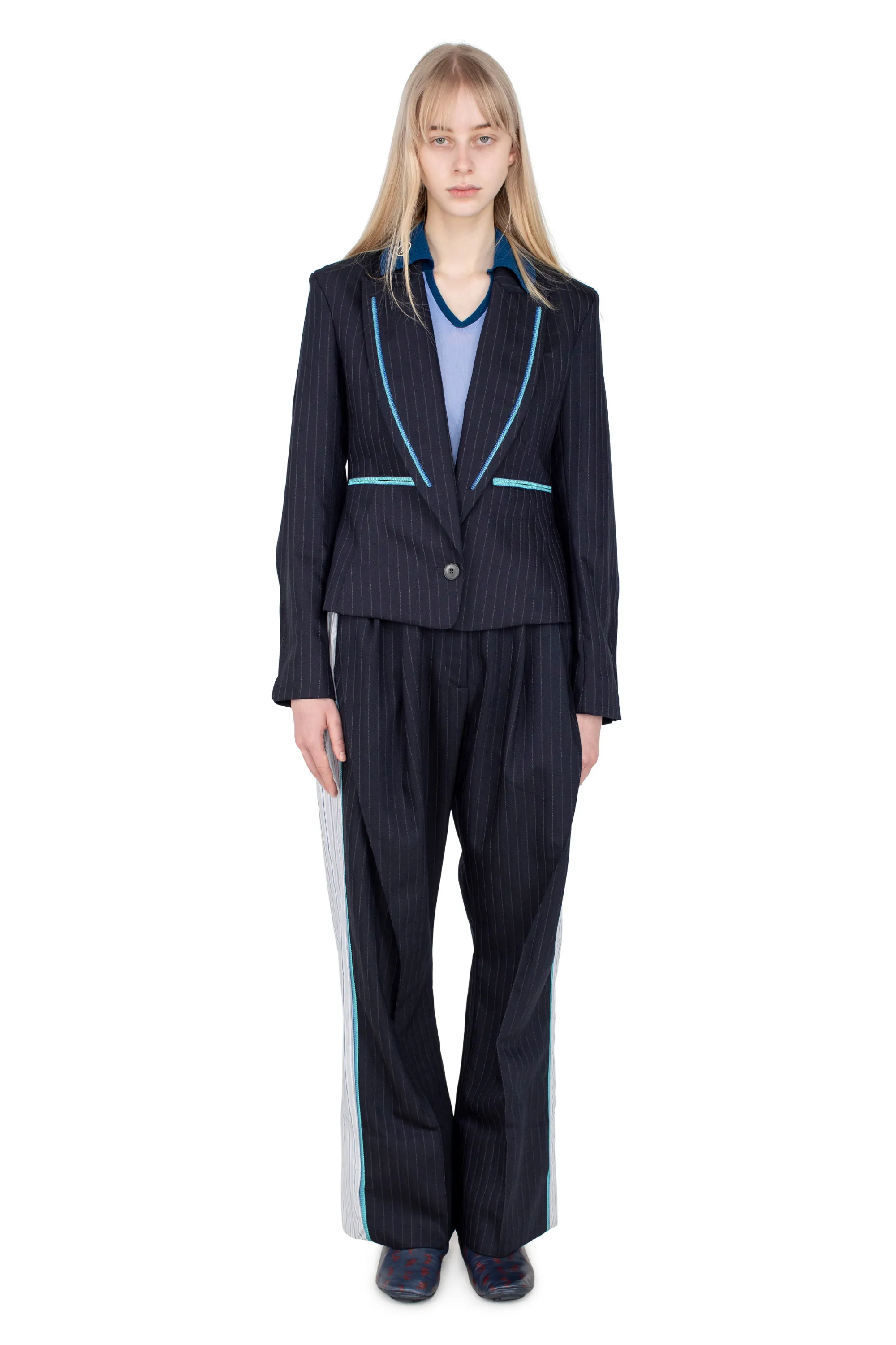 KIKO KOSTADINOV SENECA TAILORED JACKET - NAVY & CHALK WHITE