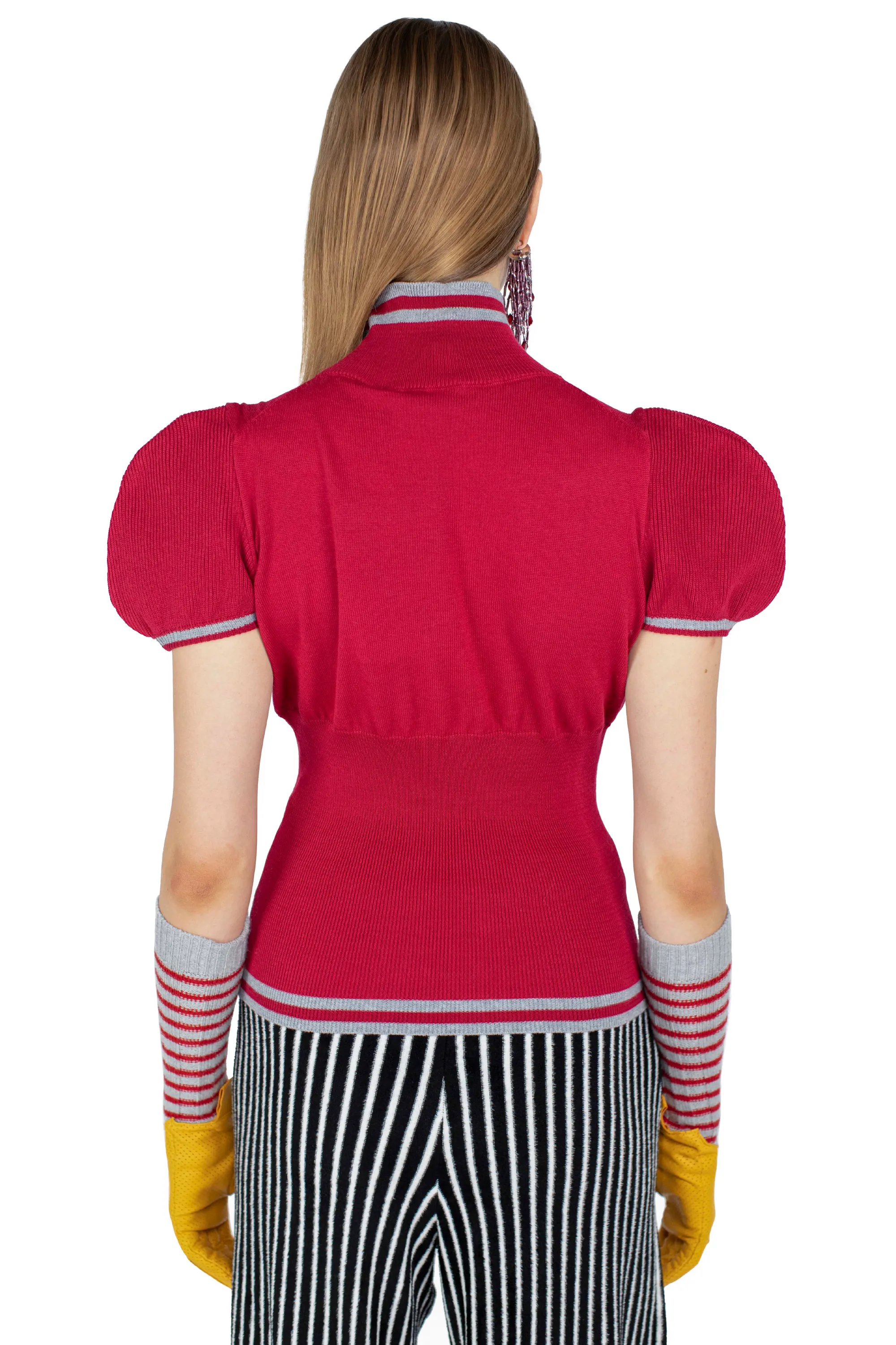 KIKO KOSTADINOV SIMONE KNIT TOP - CHERRY RED