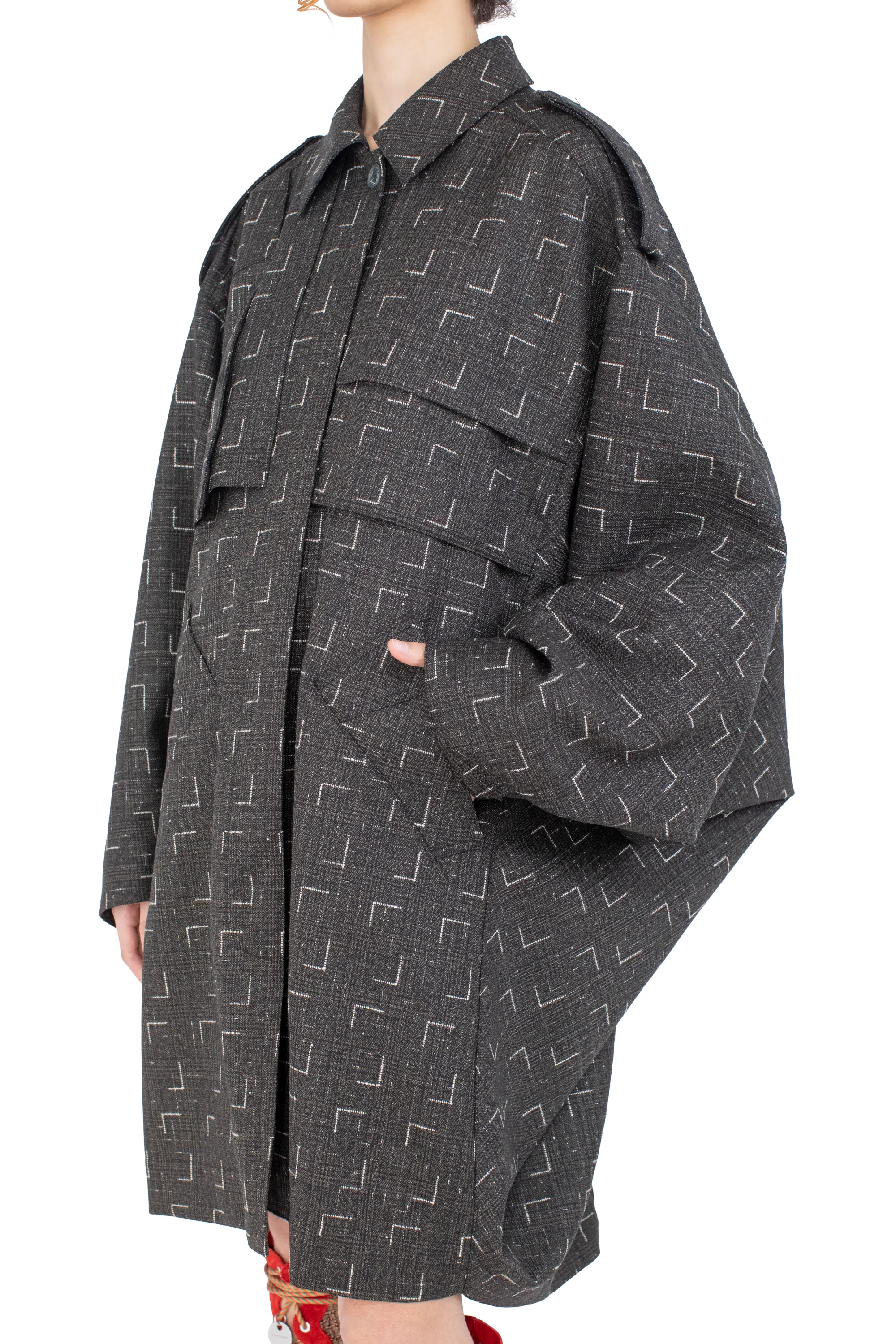 KIKO KOSTADINOV STATSINGER COAT - OFF BLACK & CHALK