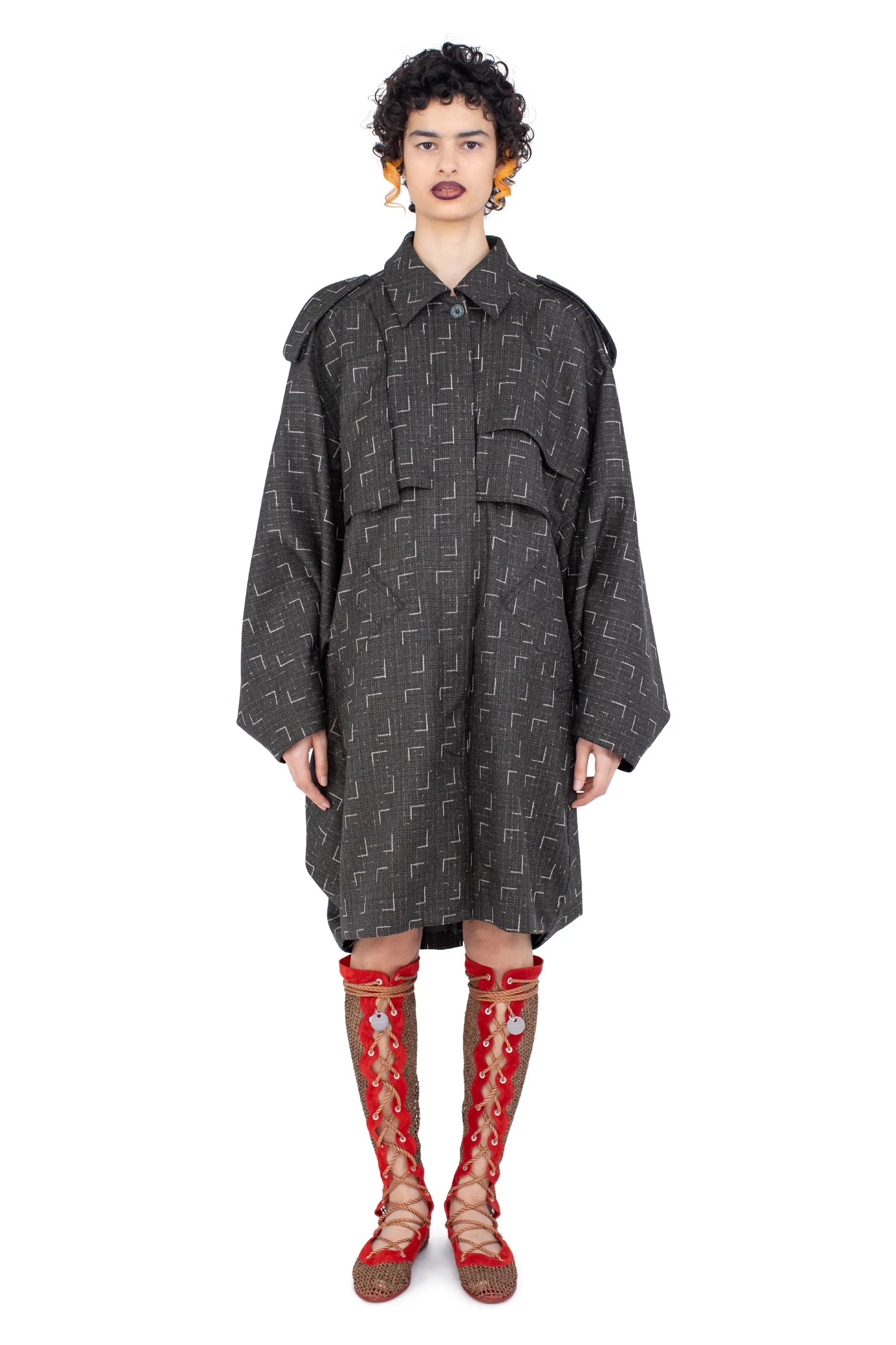 KIKO KOSTADINOV STATSINGER COAT - OFF BLACK & CHALK