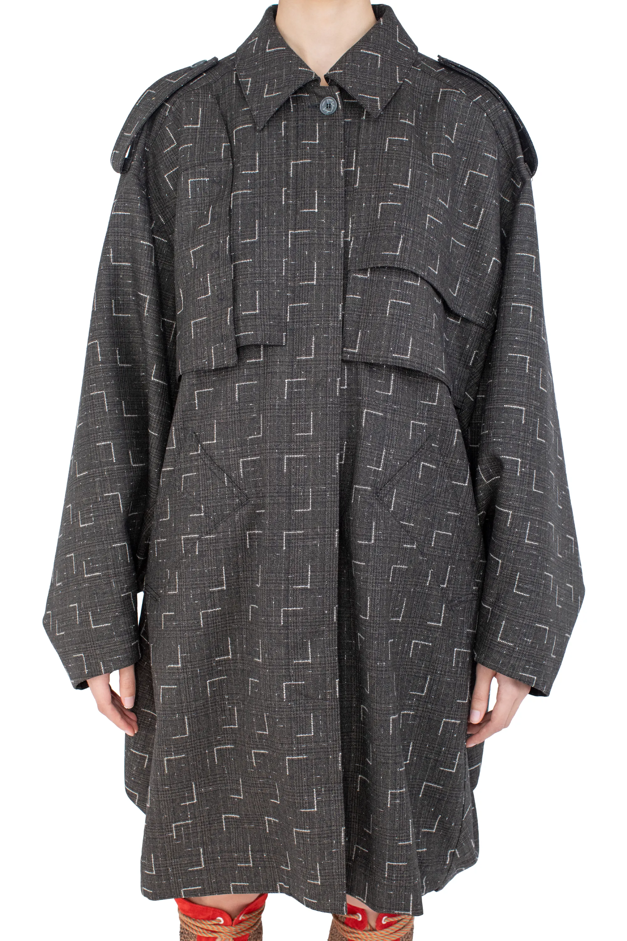 KIKO KOSTADINOV STATSINGER COAT - OFF BLACK & CHALK