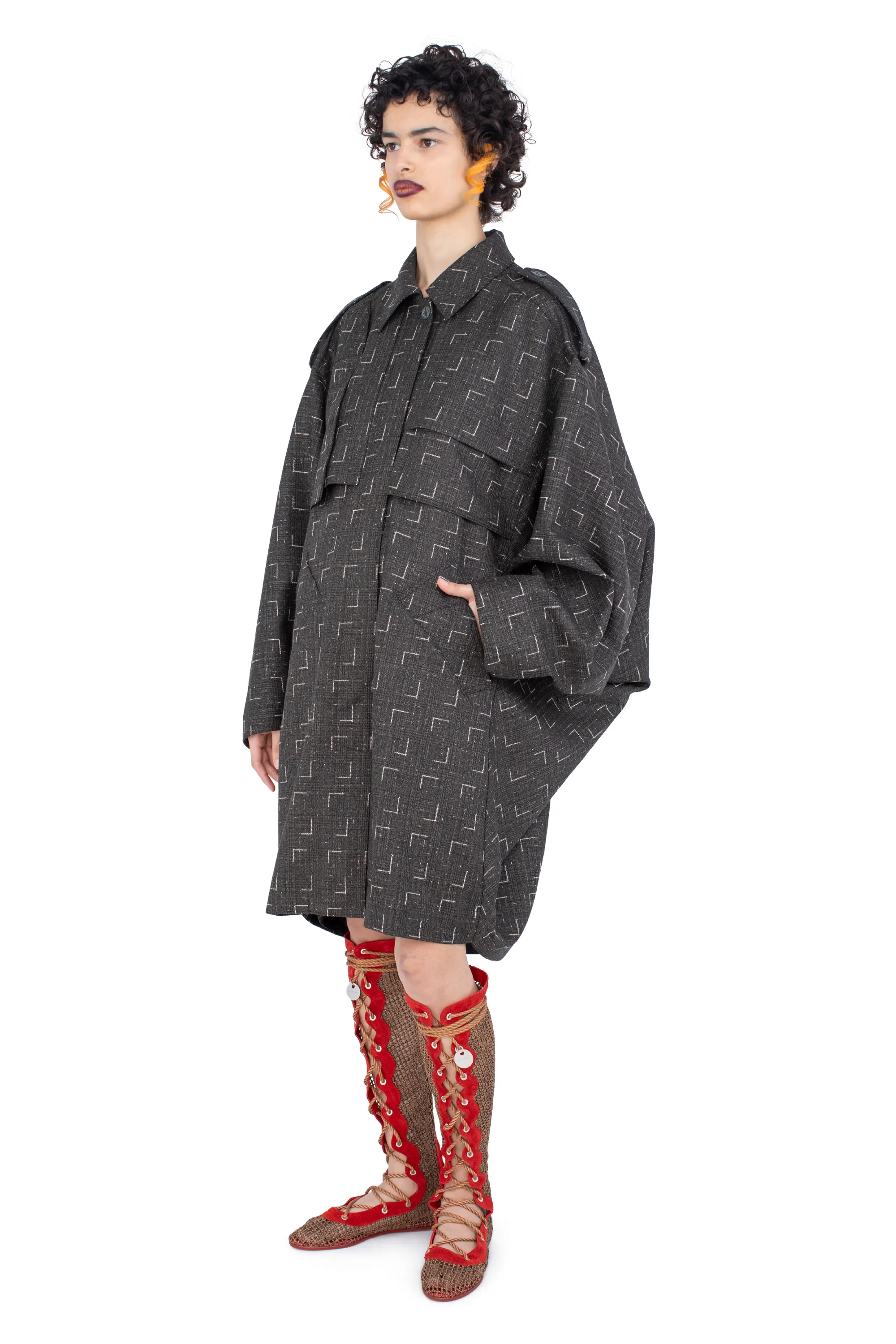 KIKO KOSTADINOV STATSINGER COAT - OFF BLACK & CHALK