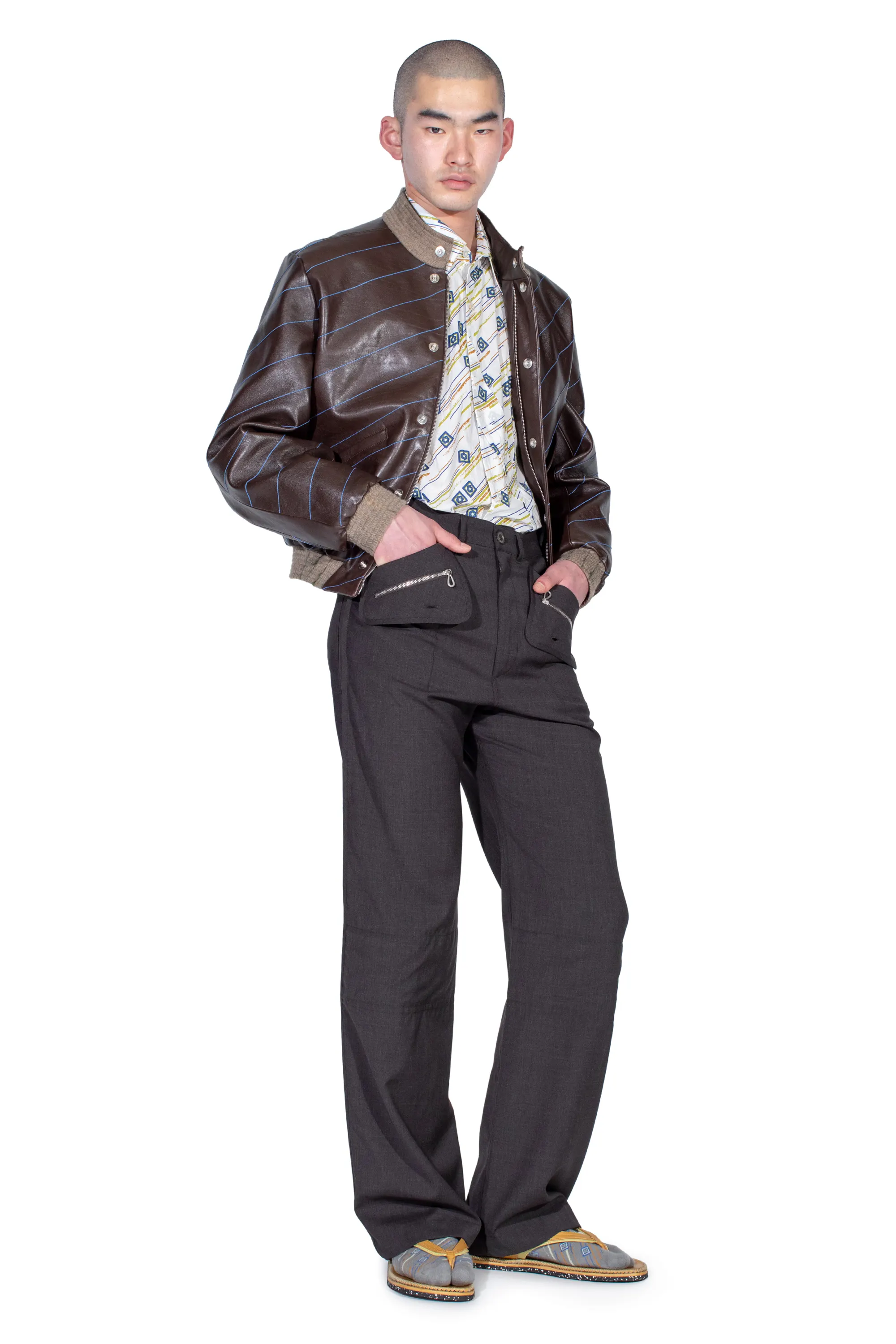 KIKO KOSTADINOV TARHOS LEATHER JACKET - WALNUT BROWN