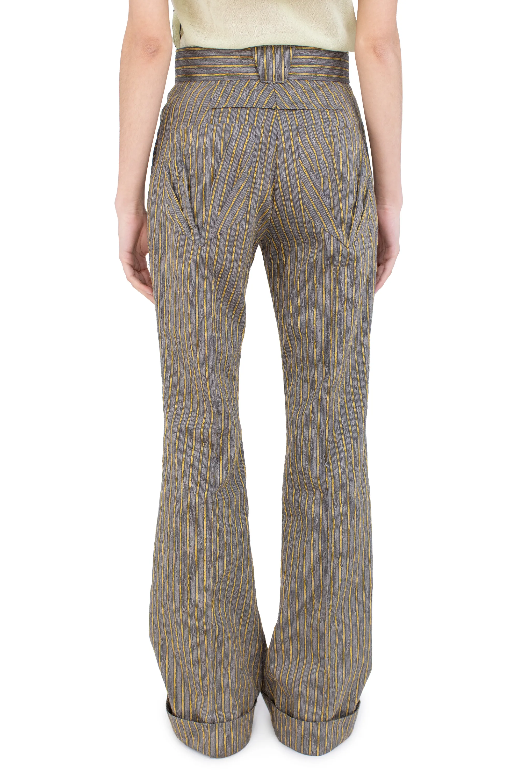 KIKO KOSTADINOV TUNIN FLARED TROUSER - CHARCOAL & SUNSHINE STRIPE