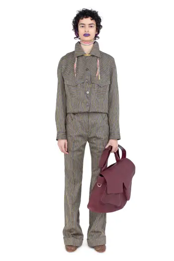 KIKO KOSTADINOV TUNIN FLARED TROUSER - CHARCOAL & SUNSHINE STRIPE