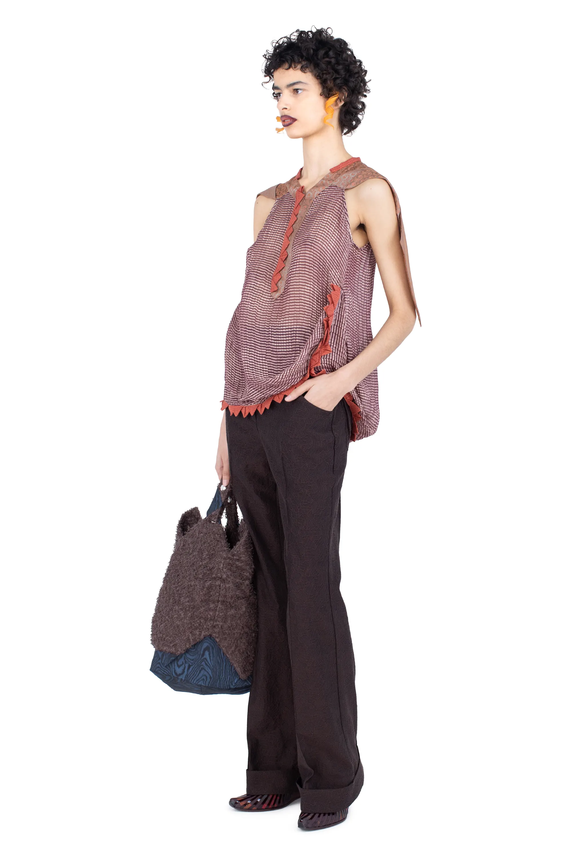 KIKO KOSTADINOV TUNIN FLARED TROUSER - DARK ELM
