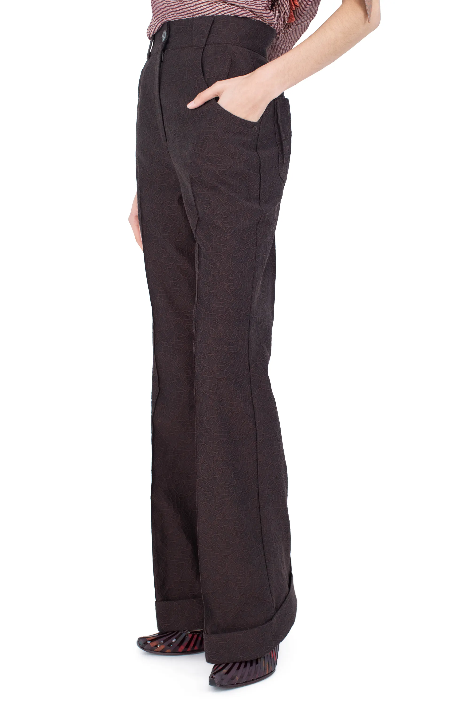 KIKO KOSTADINOV TUNIN FLARED TROUSER - DARK ELM
