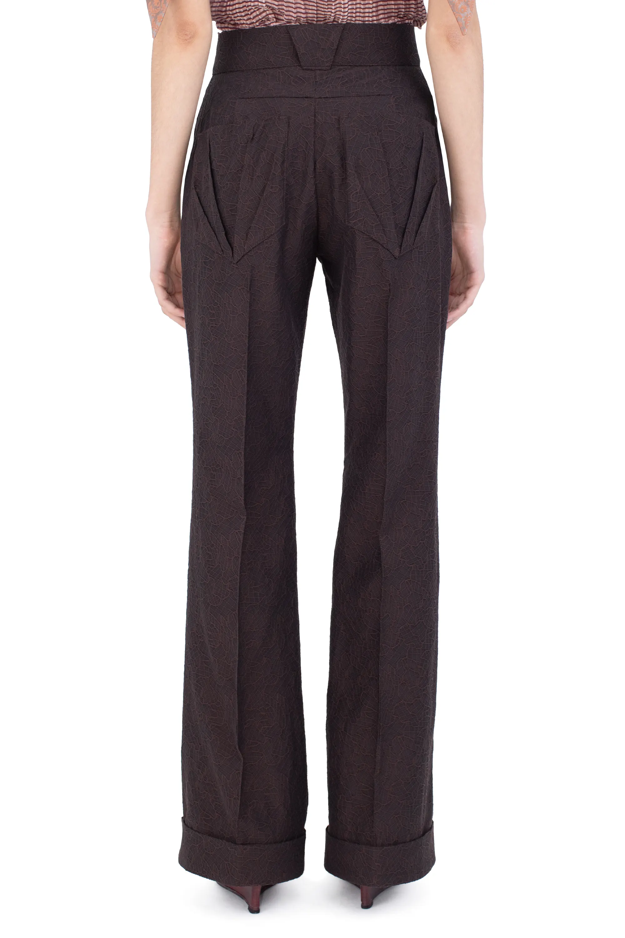 KIKO KOSTADINOV TUNIN FLARED TROUSER - DARK ELM