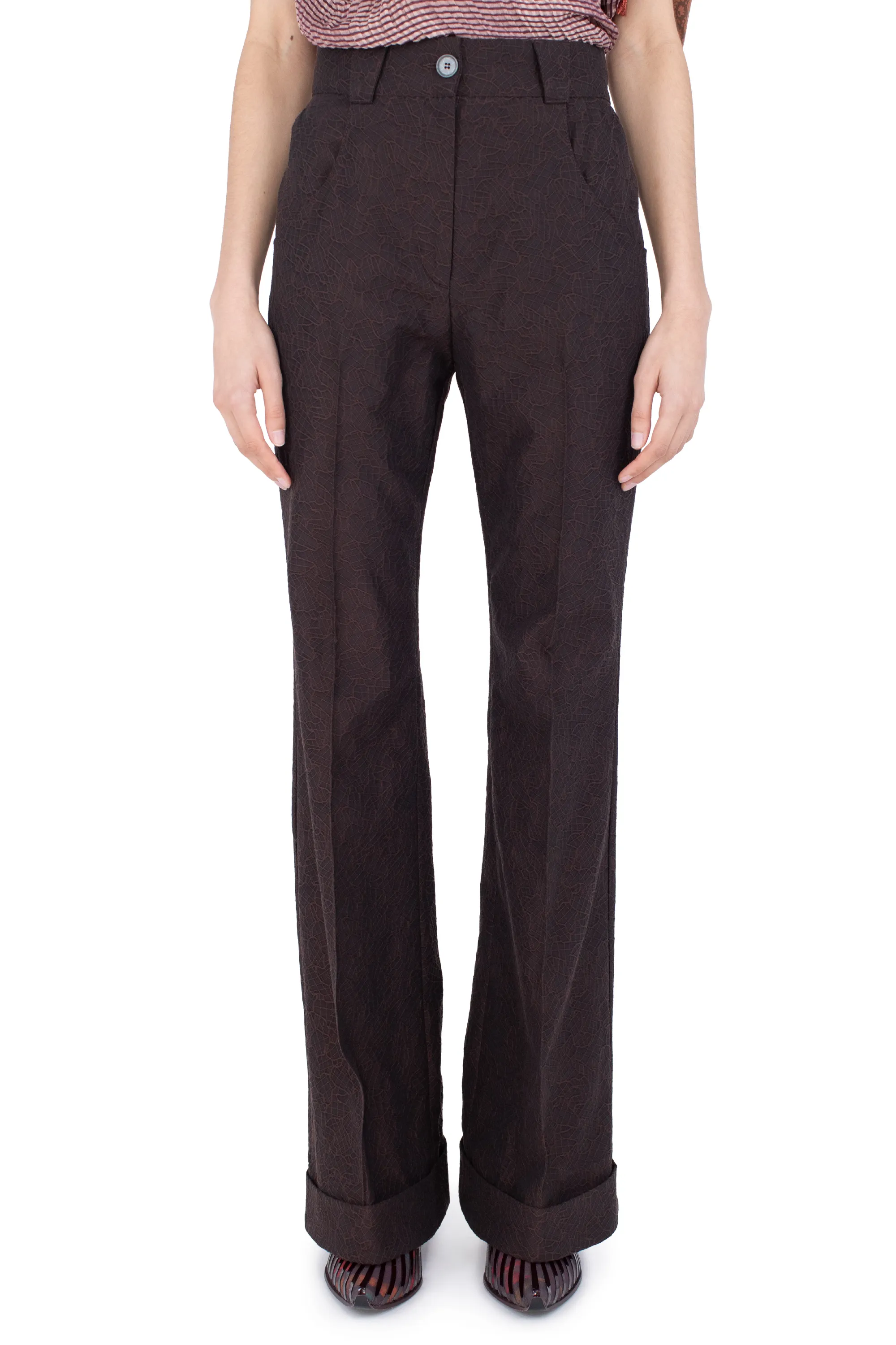 KIKO KOSTADINOV TUNIN FLARED TROUSER - DARK ELM