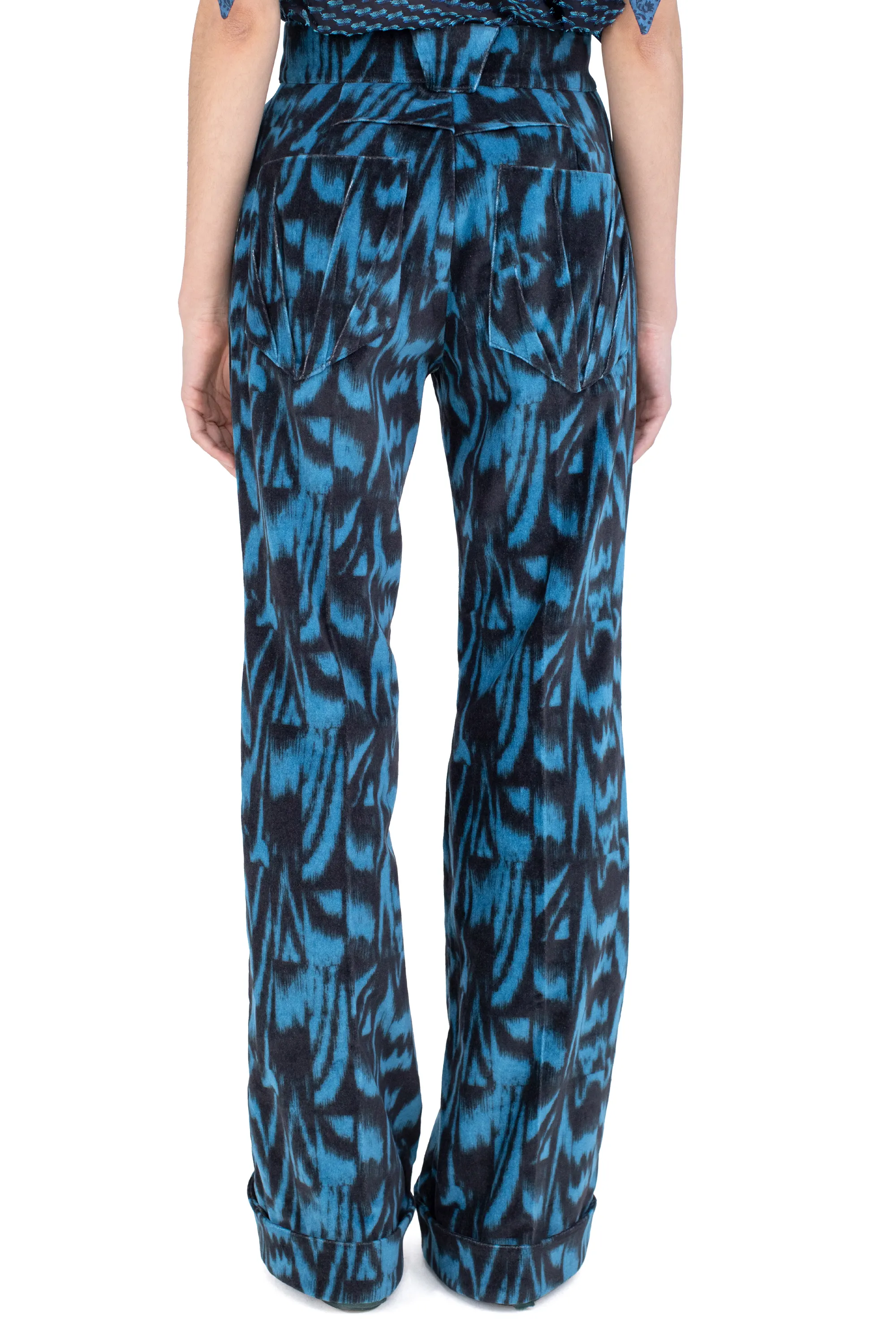 KIKO KOSTADINOV TUNIN FLARED TROUSER - SAPPHIRE BLUE & BLACK