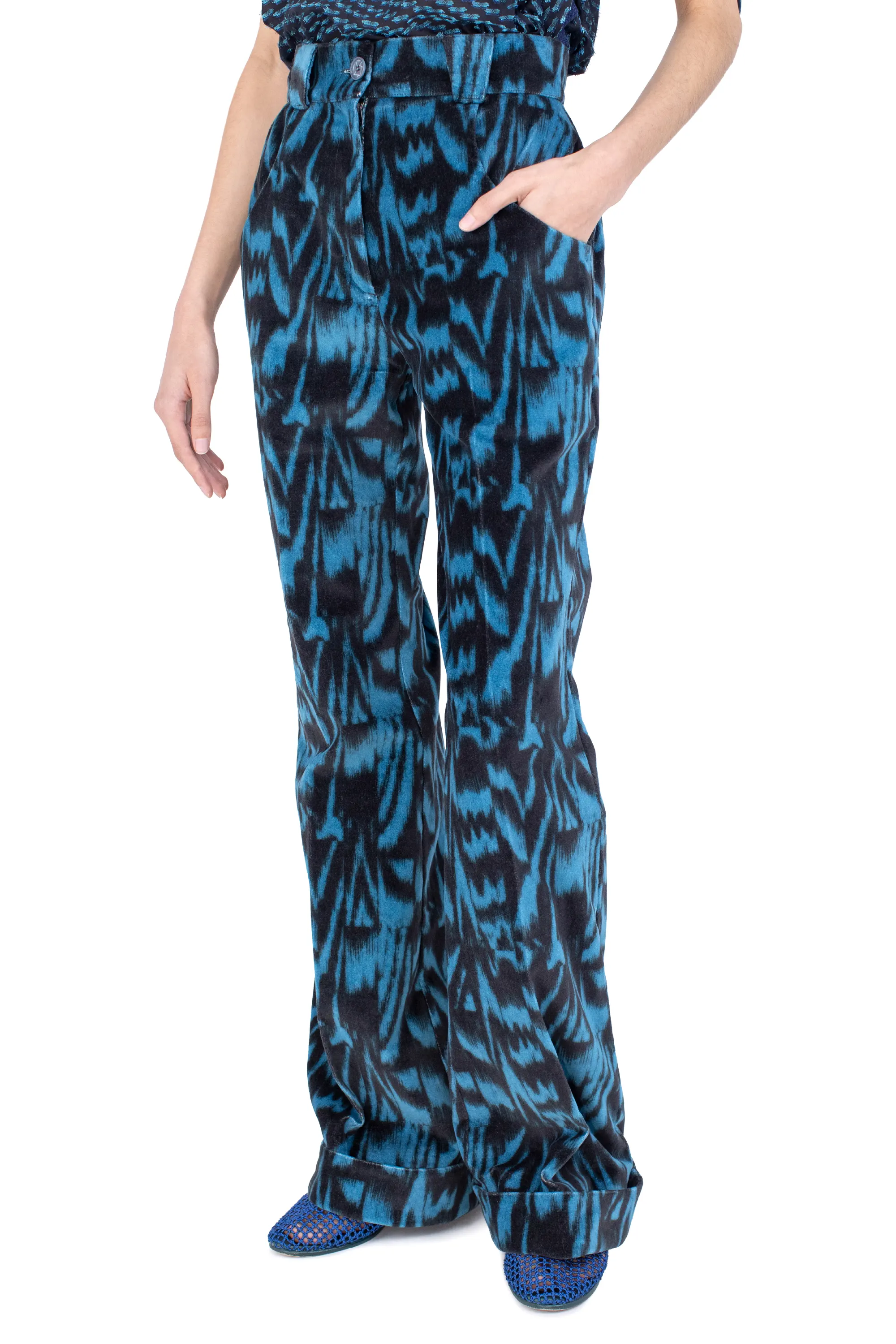 KIKO KOSTADINOV TUNIN FLARED TROUSER - SAPPHIRE BLUE & BLACK