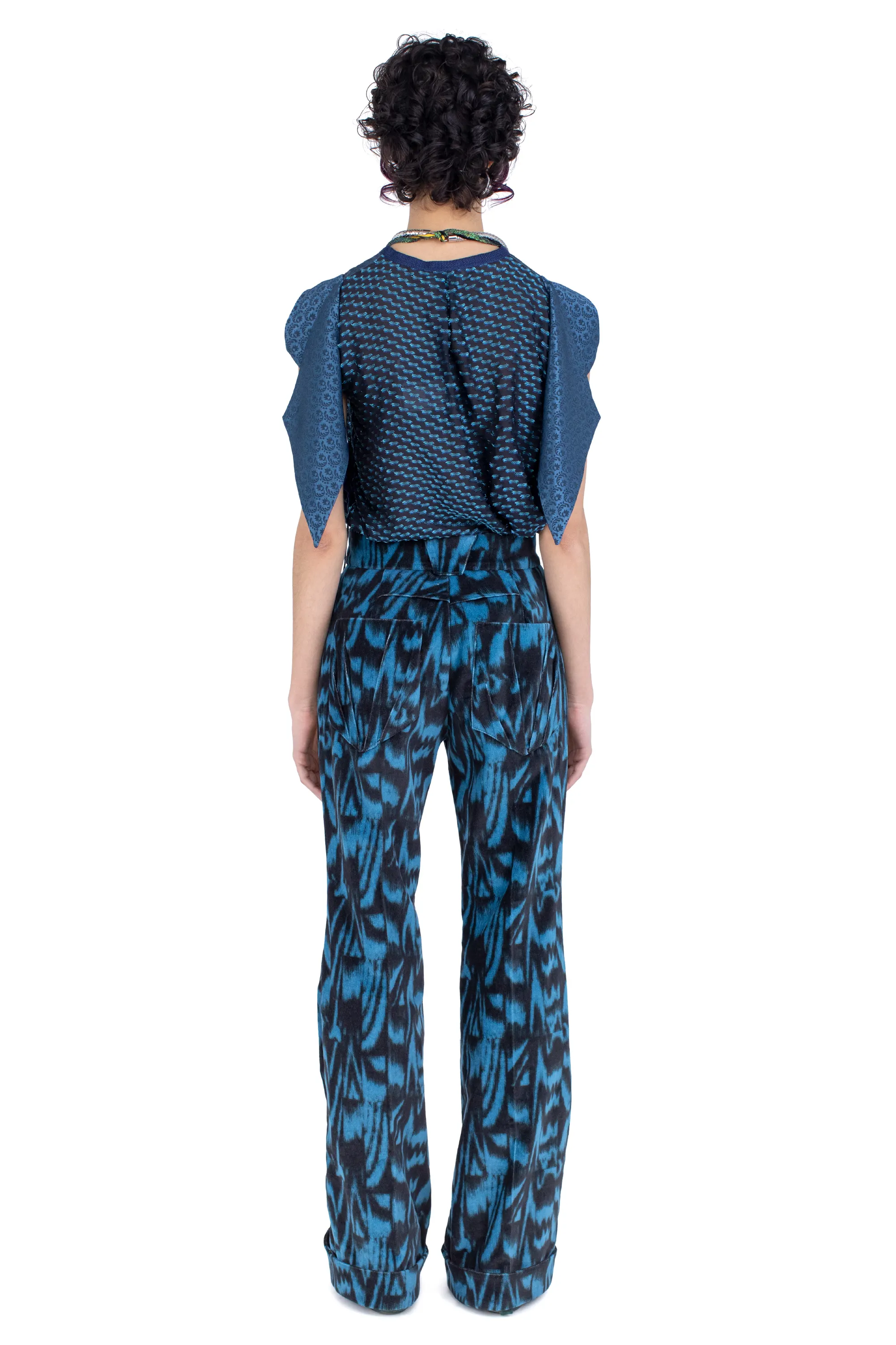 KIKO KOSTADINOV TUNIN FLARED TROUSER - SAPPHIRE BLUE & BLACK