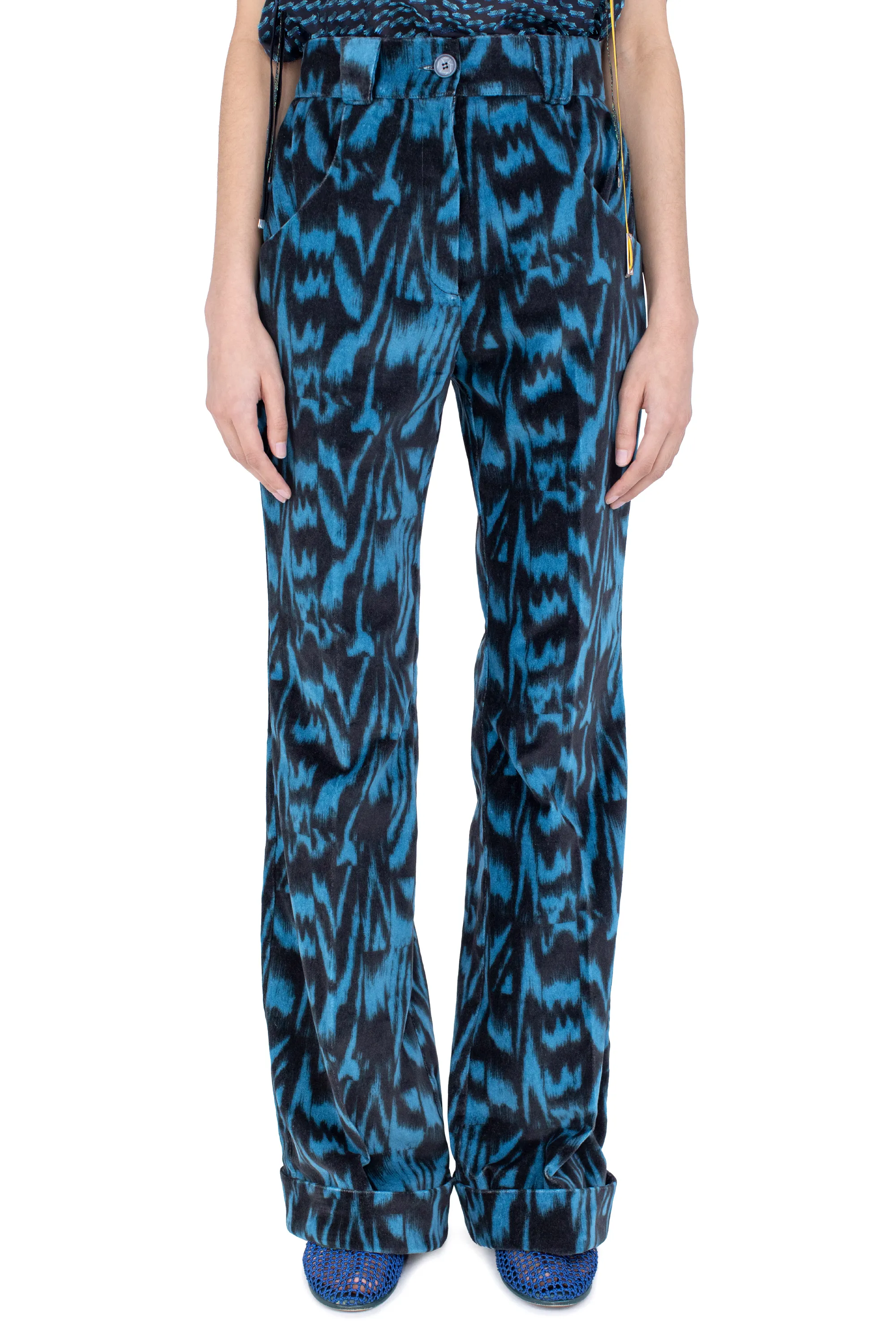 KIKO KOSTADINOV TUNIN FLARED TROUSER - SAPPHIRE BLUE & BLACK