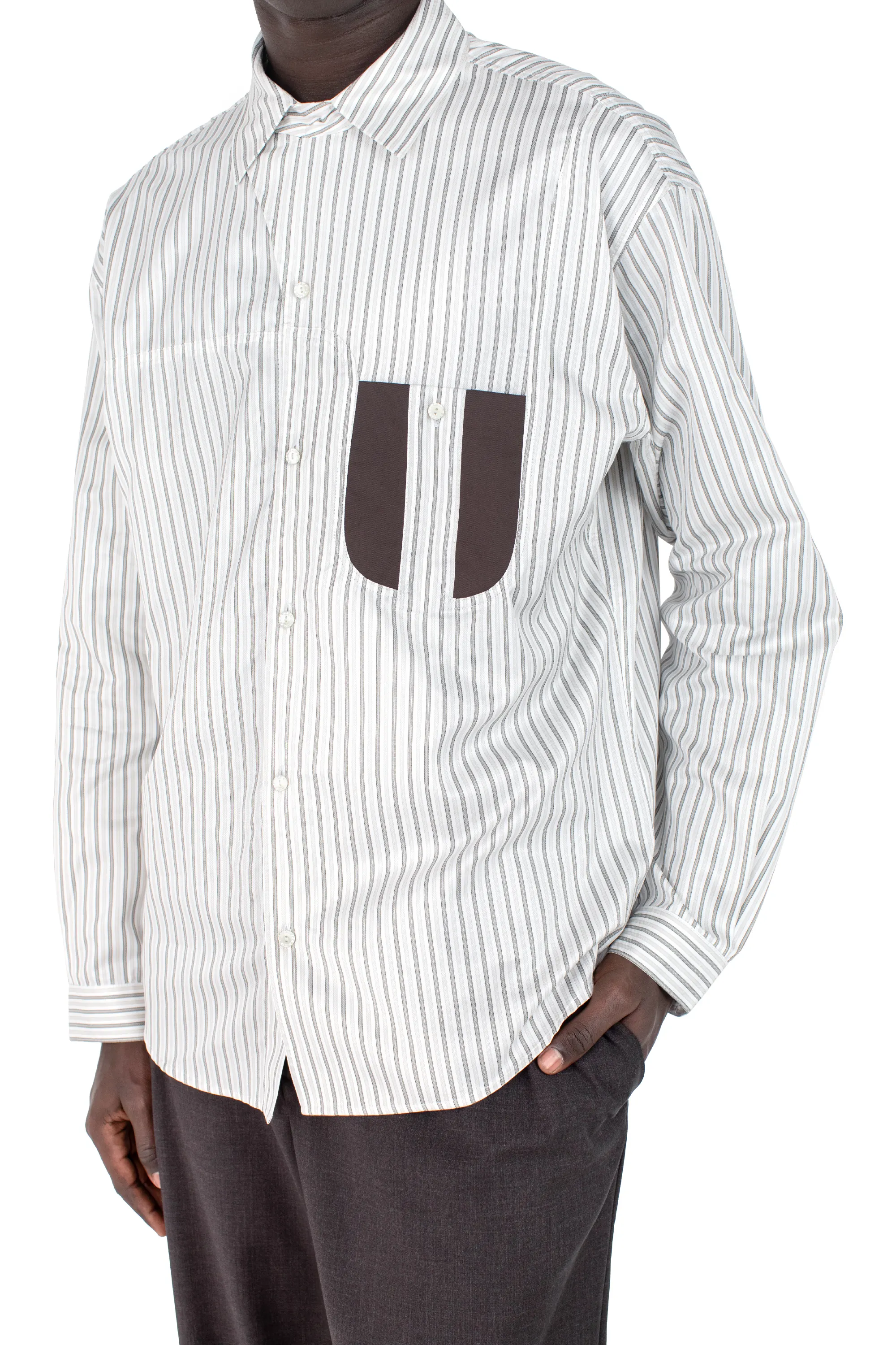 KIKO KOSTADINOV VECA PANELLED SHIRT - KHAKI & BEIGE