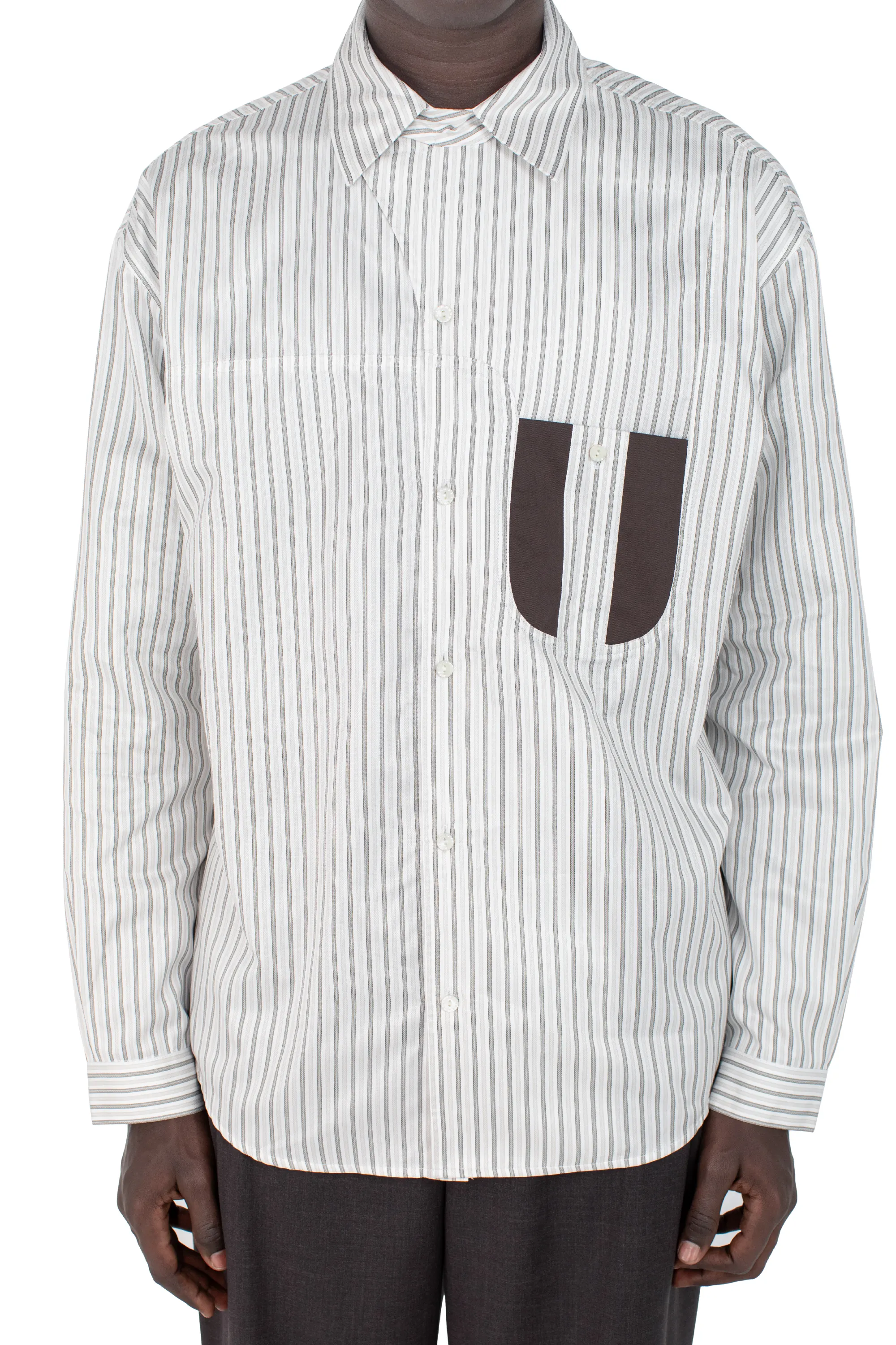 KIKO KOSTADINOV VECA PANELLED SHIRT - KHAKI & BEIGE
