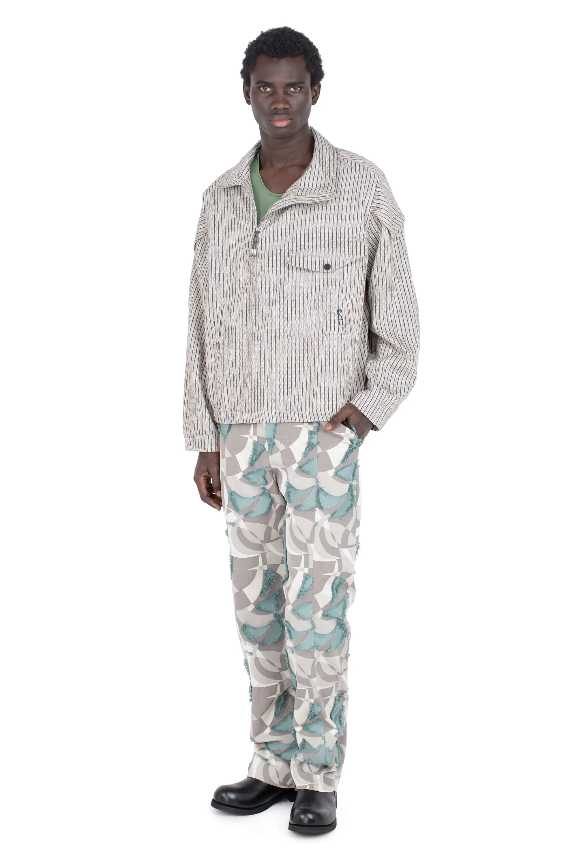 KIKO KOSTADINOV VECA UNIFORM TROUSER - BEIGE & TEAL