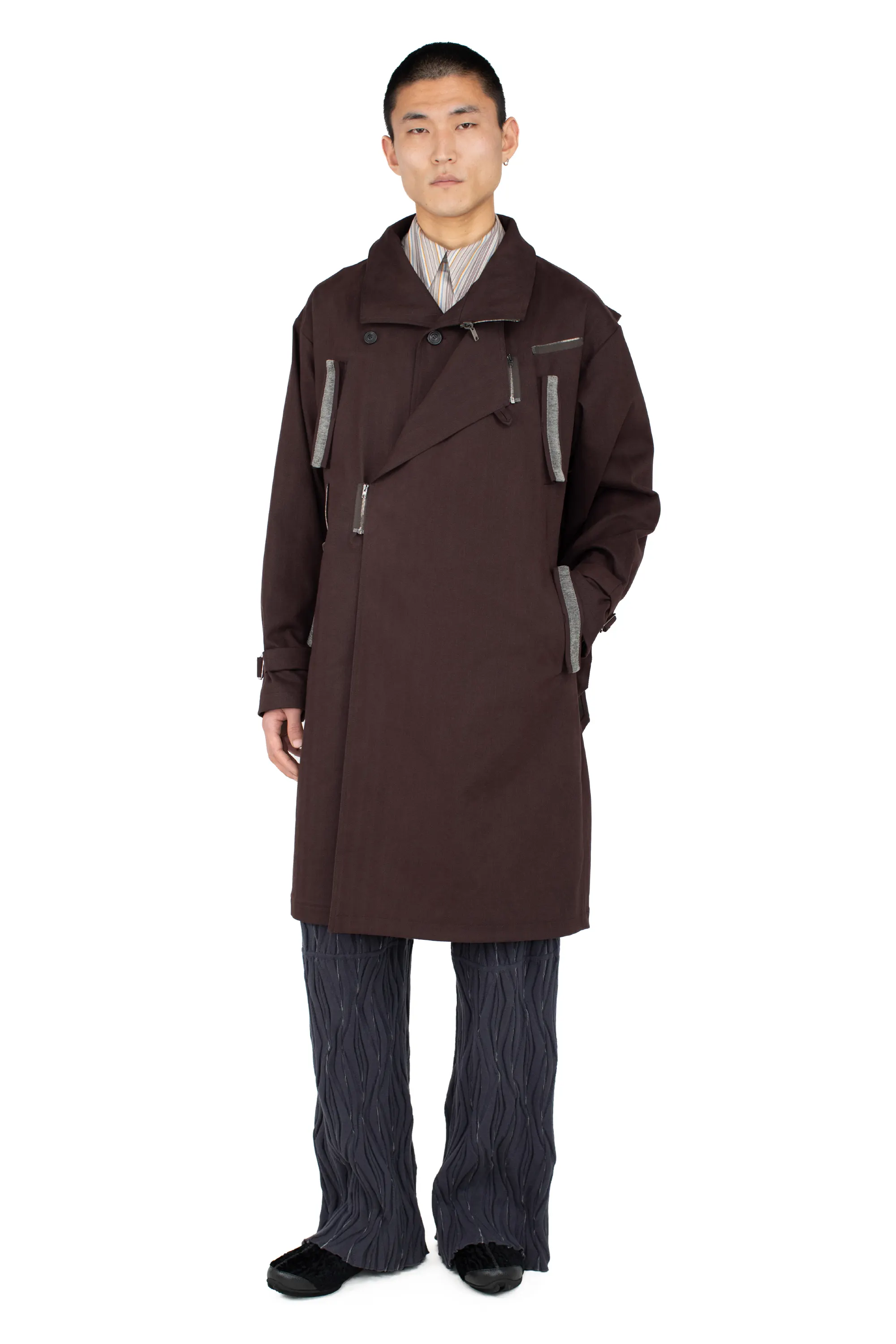 KIKO KOSTADINOV VIG ASYMMETRICAL COAT - WOOD BROWN
