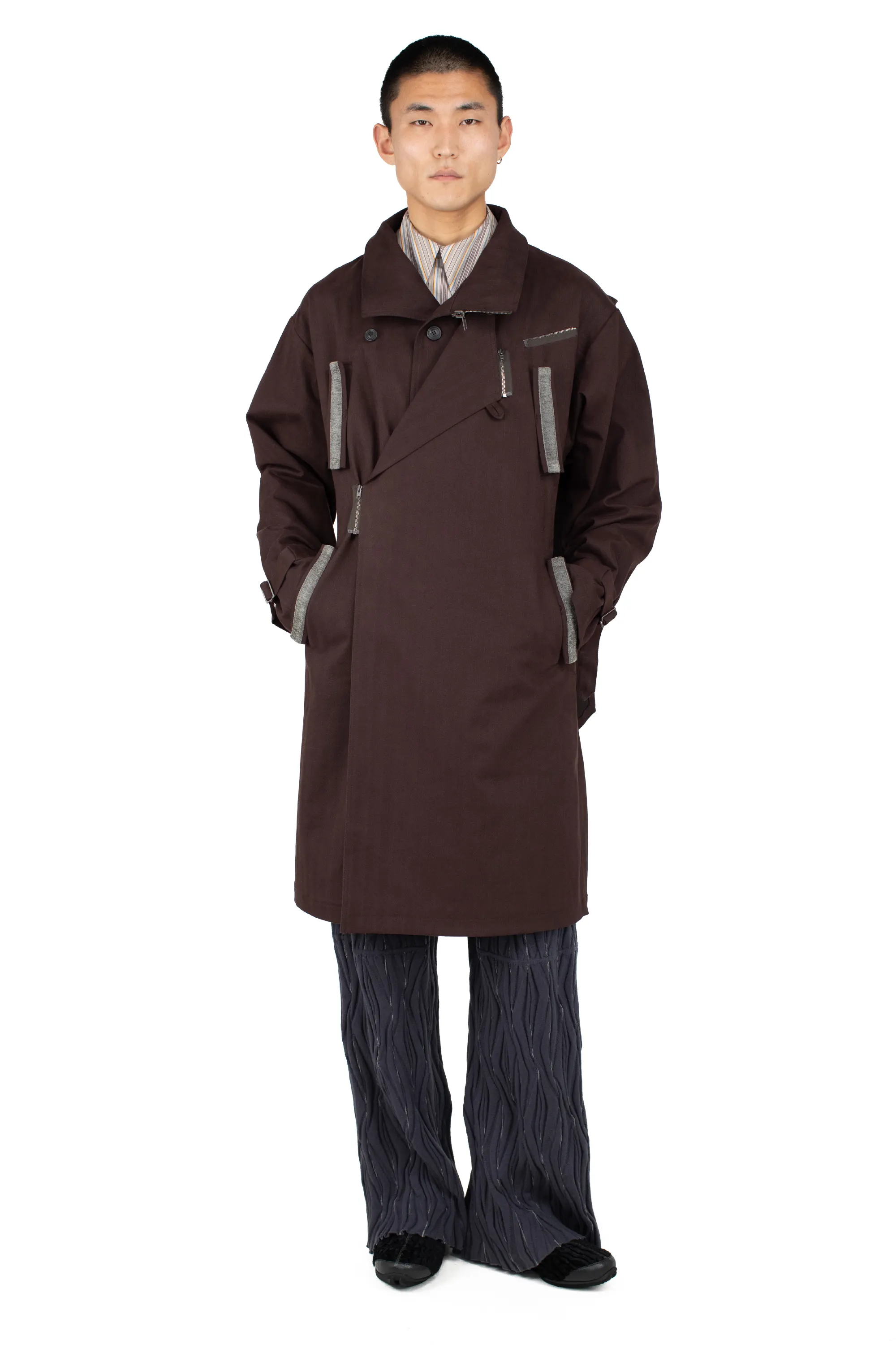 KIKO KOSTADINOV VIG ASYMMETRICAL COAT - WOOD BROWN