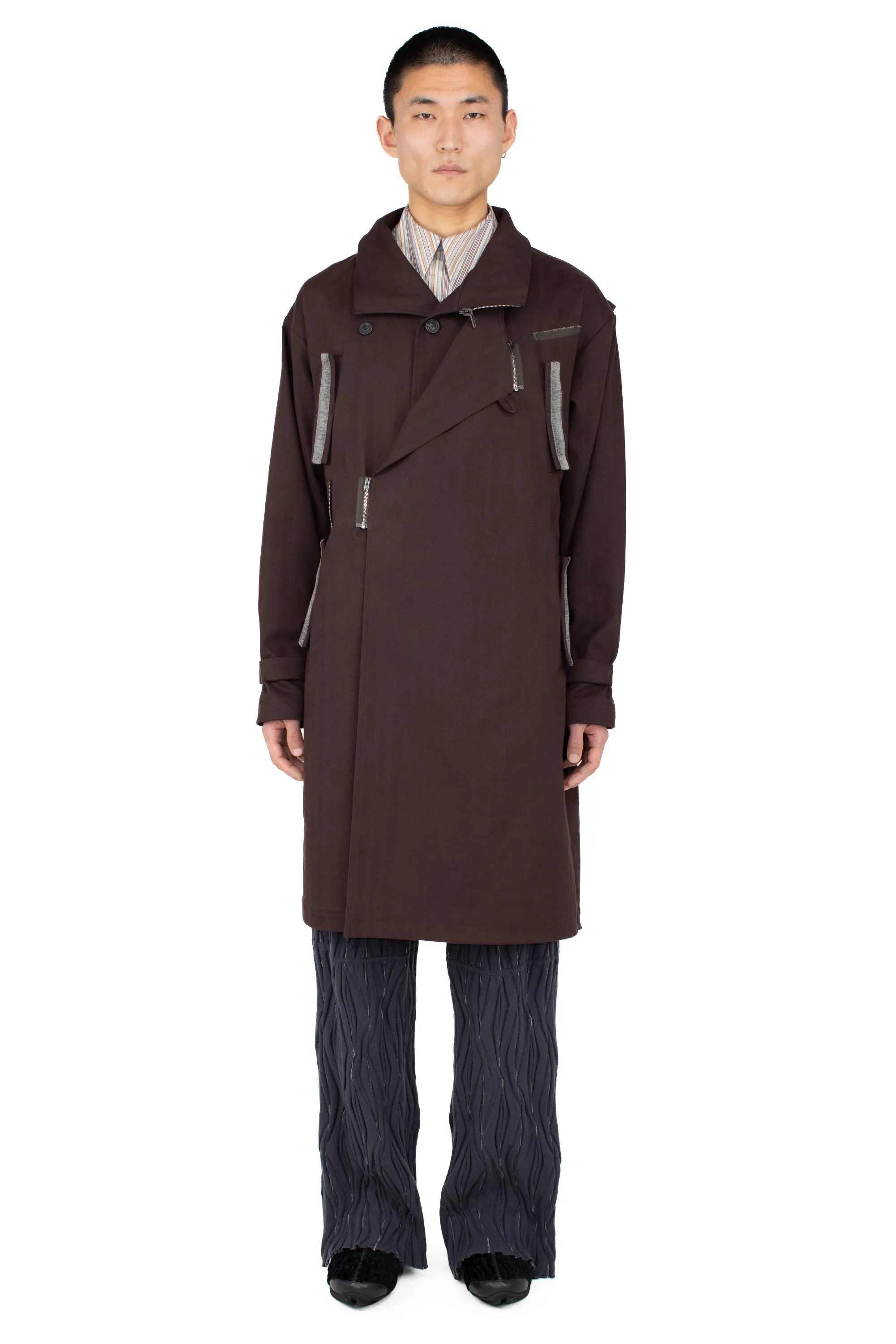 KIKO KOSTADINOV VIG ASYMMETRICAL COAT - WOOD BROWN