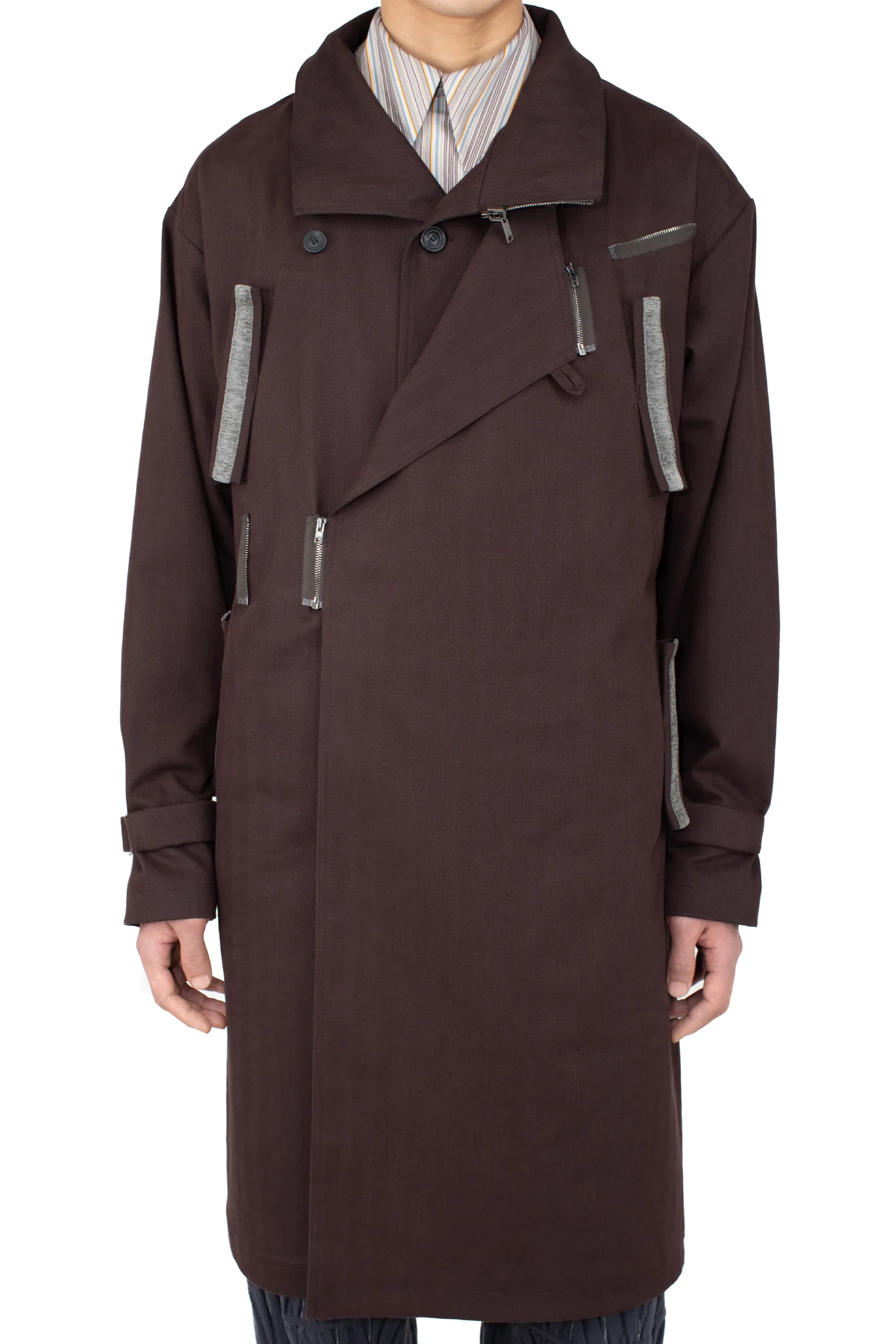 KIKO KOSTADINOV VIG ASYMMETRICAL COAT - WOOD BROWN