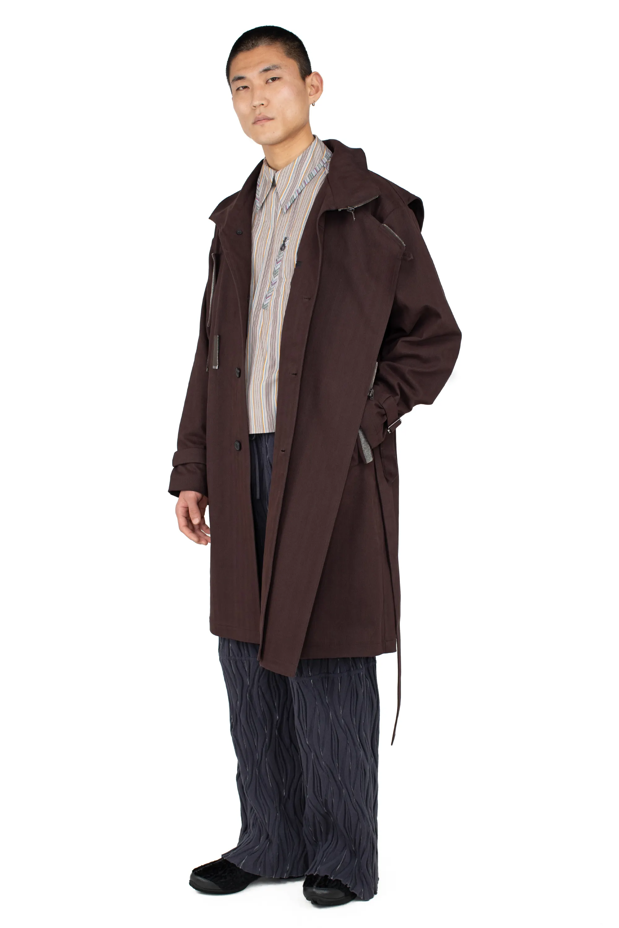 KIKO KOSTADINOV VIG ASYMMETRICAL COAT - WOOD BROWN