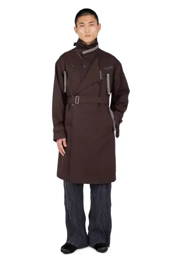 KIKO KOSTADINOV VIG ASYMMETRICAL COAT - WOOD BROWN